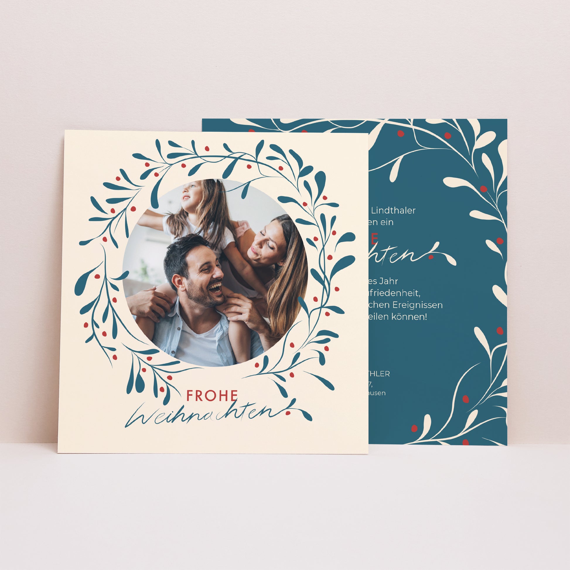 Carte de Noel Fin d'année Carré Houx et bonheur II photo N° 1