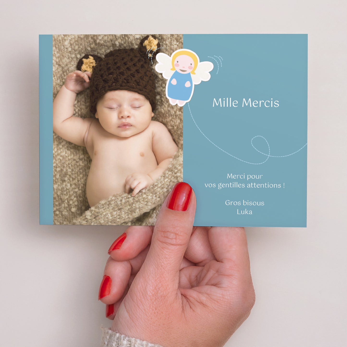 Remerciements Baptême Paysage Bébé Ange - Baptême photo N° 3