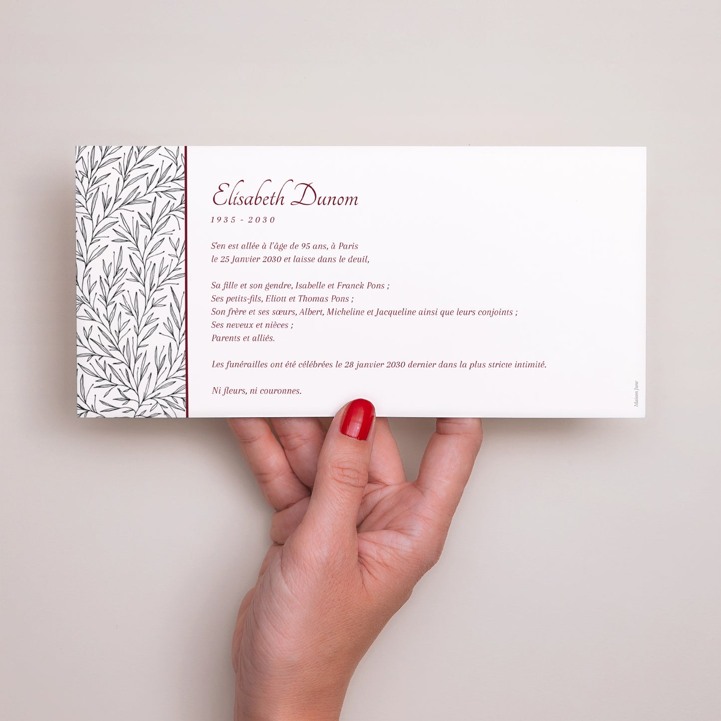 Faire-part Décès Panoramique paysage Condoléance - Arbre stylisé photo N° 3