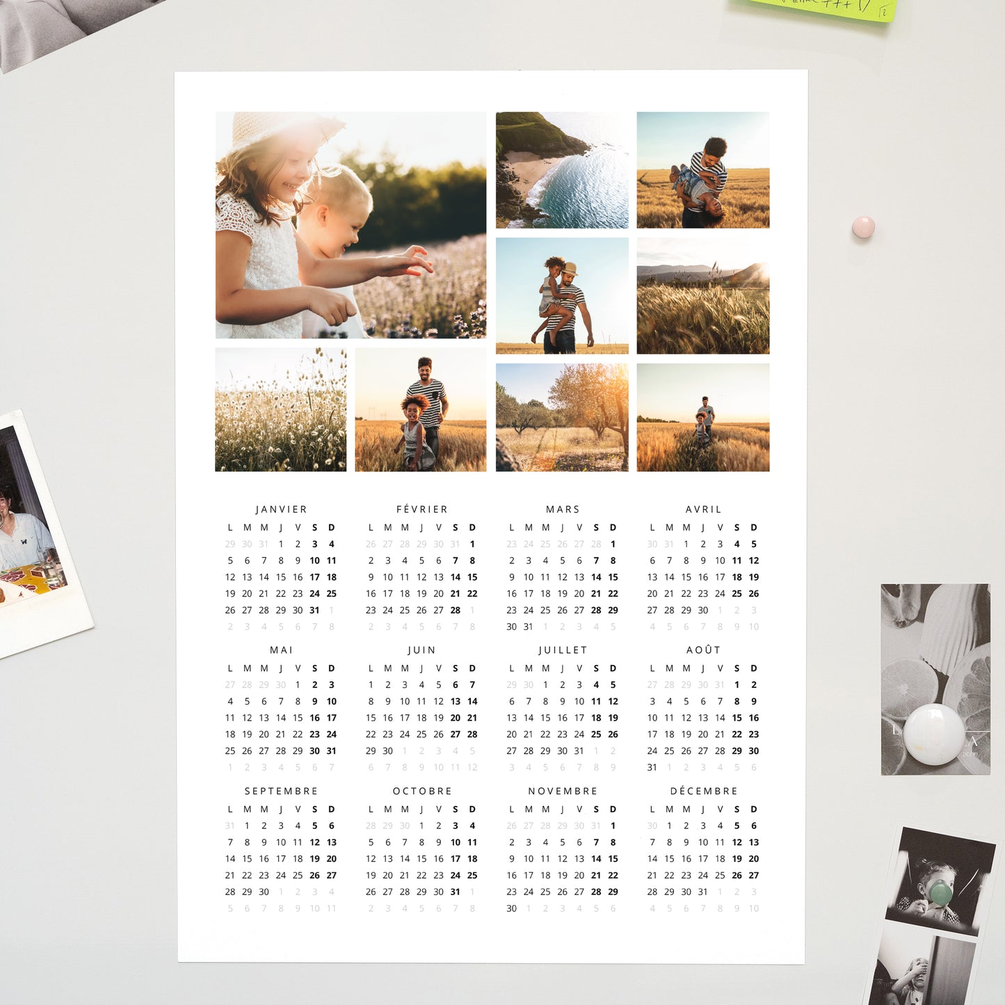 Calendrier Fin d'année Magnétique, monopage portrait Calendrier Photo Pêle-Mêle photo N° 1