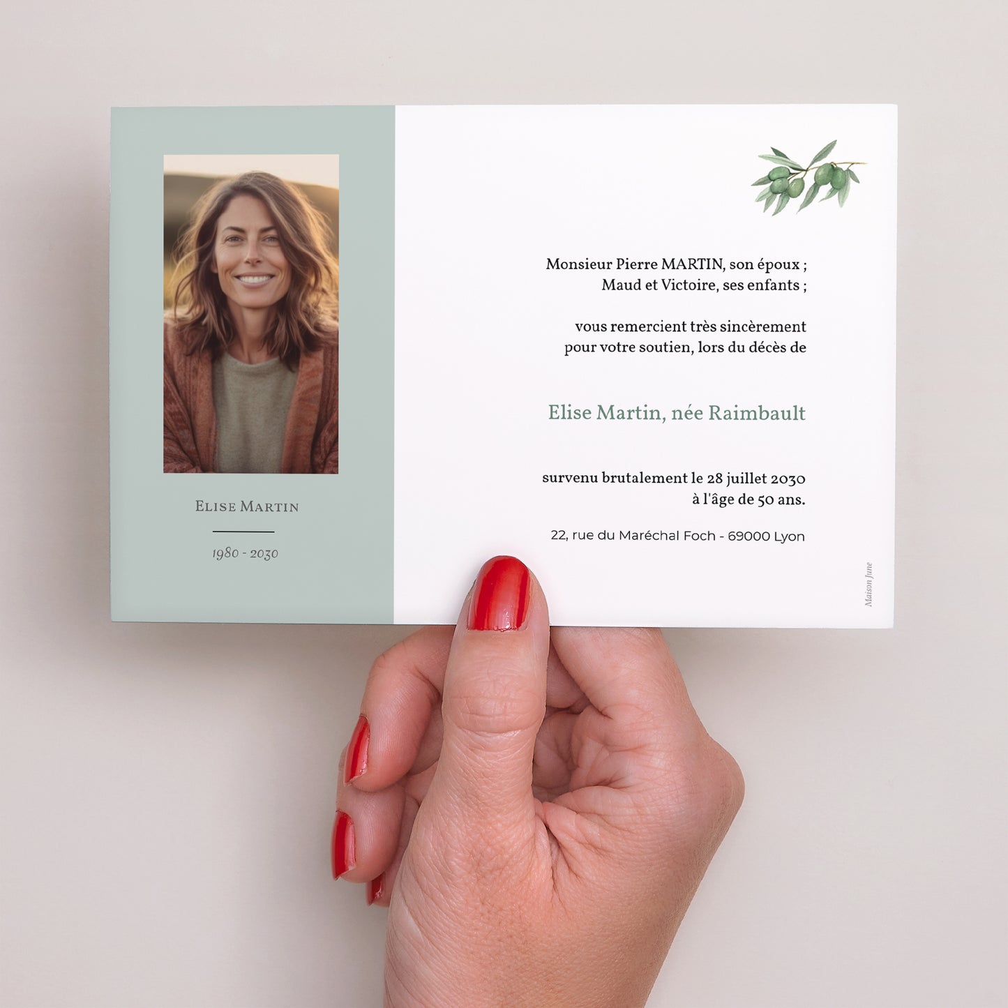 Faire-part Décès Paysage Olivae photo N° 3