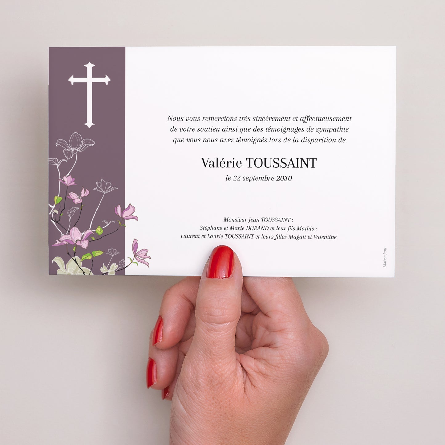 Condoléances Décès Paysage Croix violette - remerciements deces photo N° 3