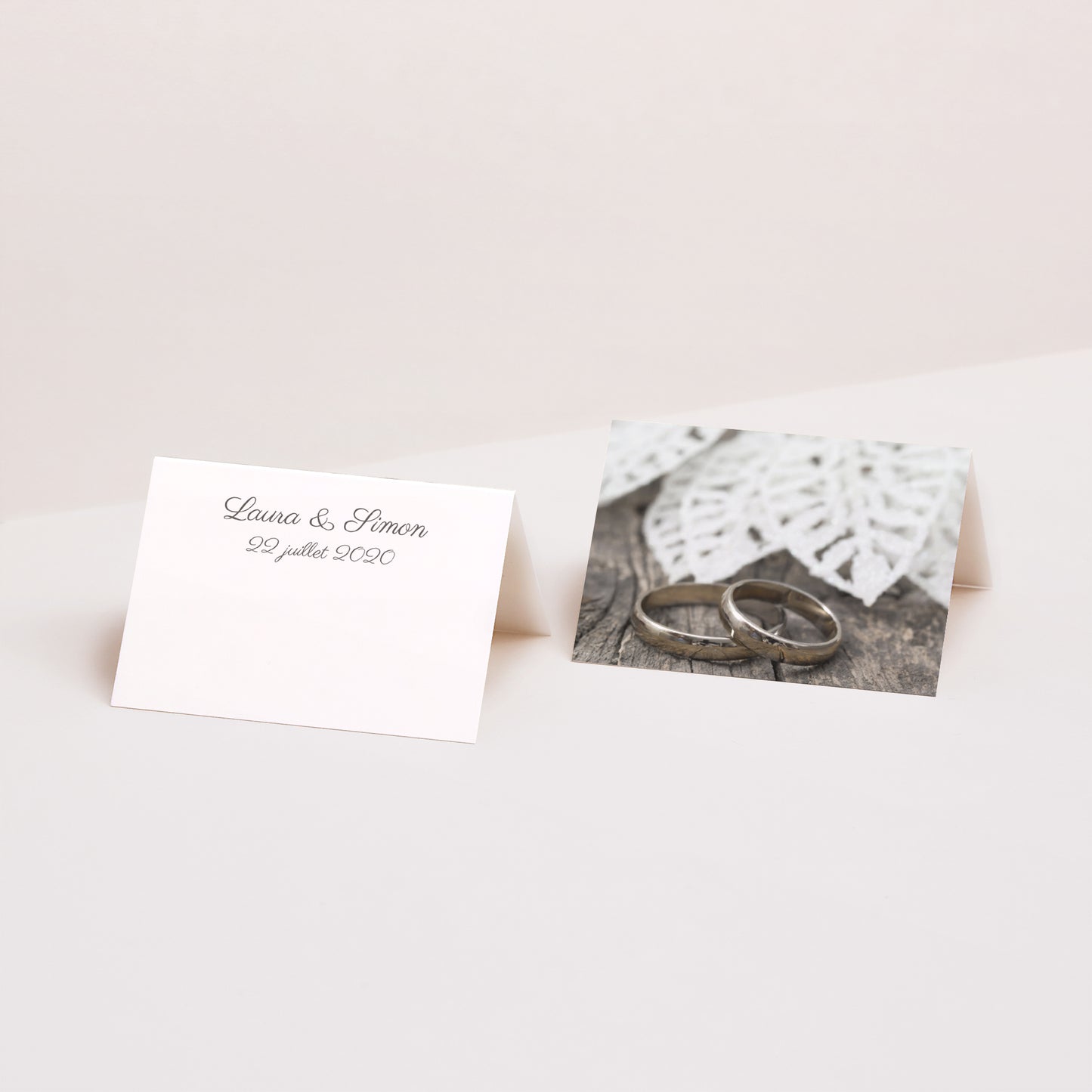 Marque-place Mariage 2 volets Alliance de deux Coeurs photo N° 1