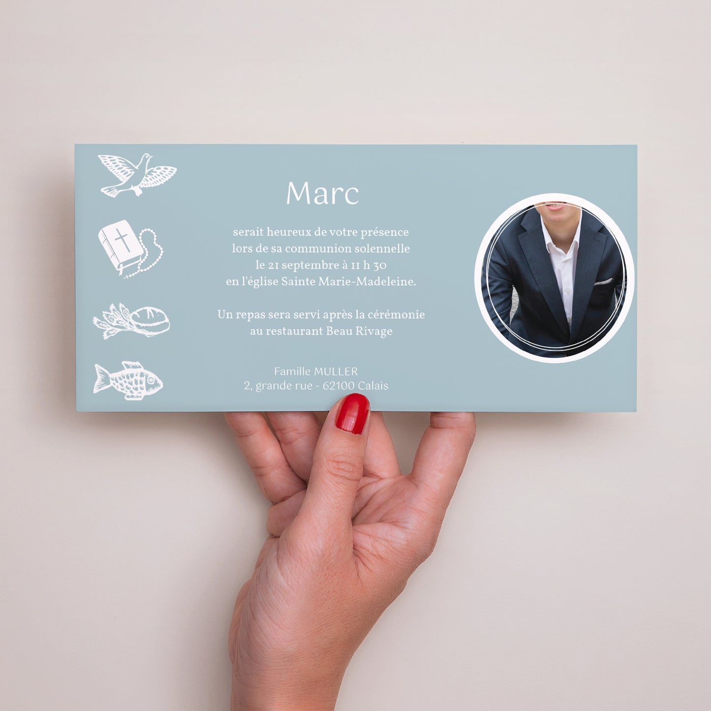 Faire-part Communion Panoramique paysage Symboles de ma foi photo N° 3