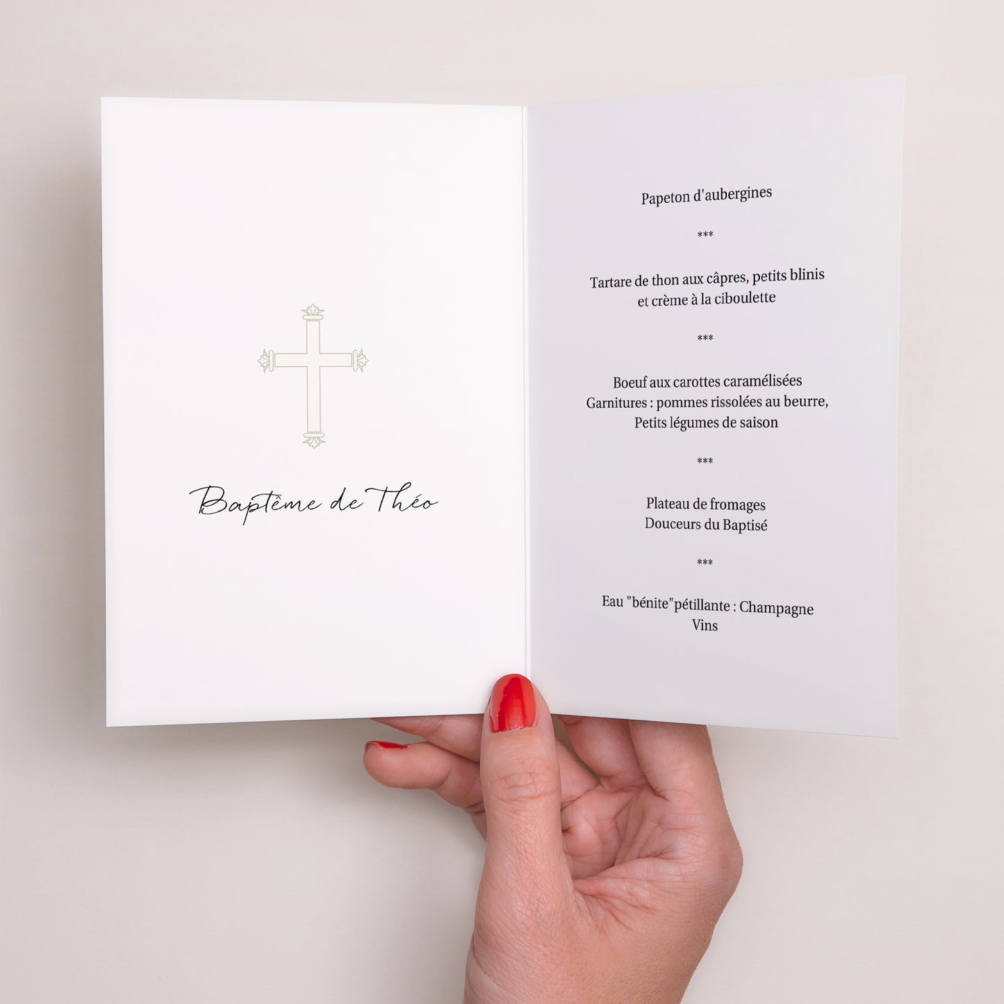 Menu Baptême Double volet portrait Ma carte bleue photo N° 2