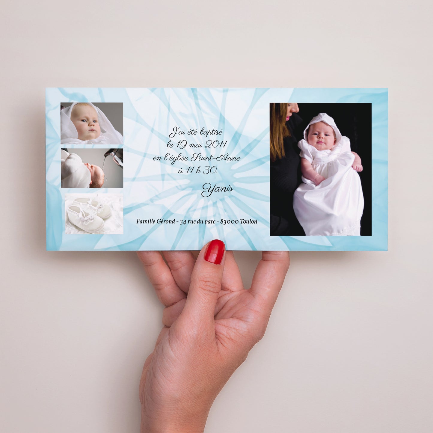 Faire-part Baptême Panoramique paysage Baptême en vue - bleu photo N° 3