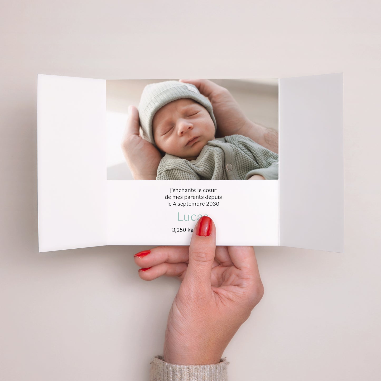 Faire-part Naissance Triptyque ouverture fenêtre Maïanthème photo N° 2