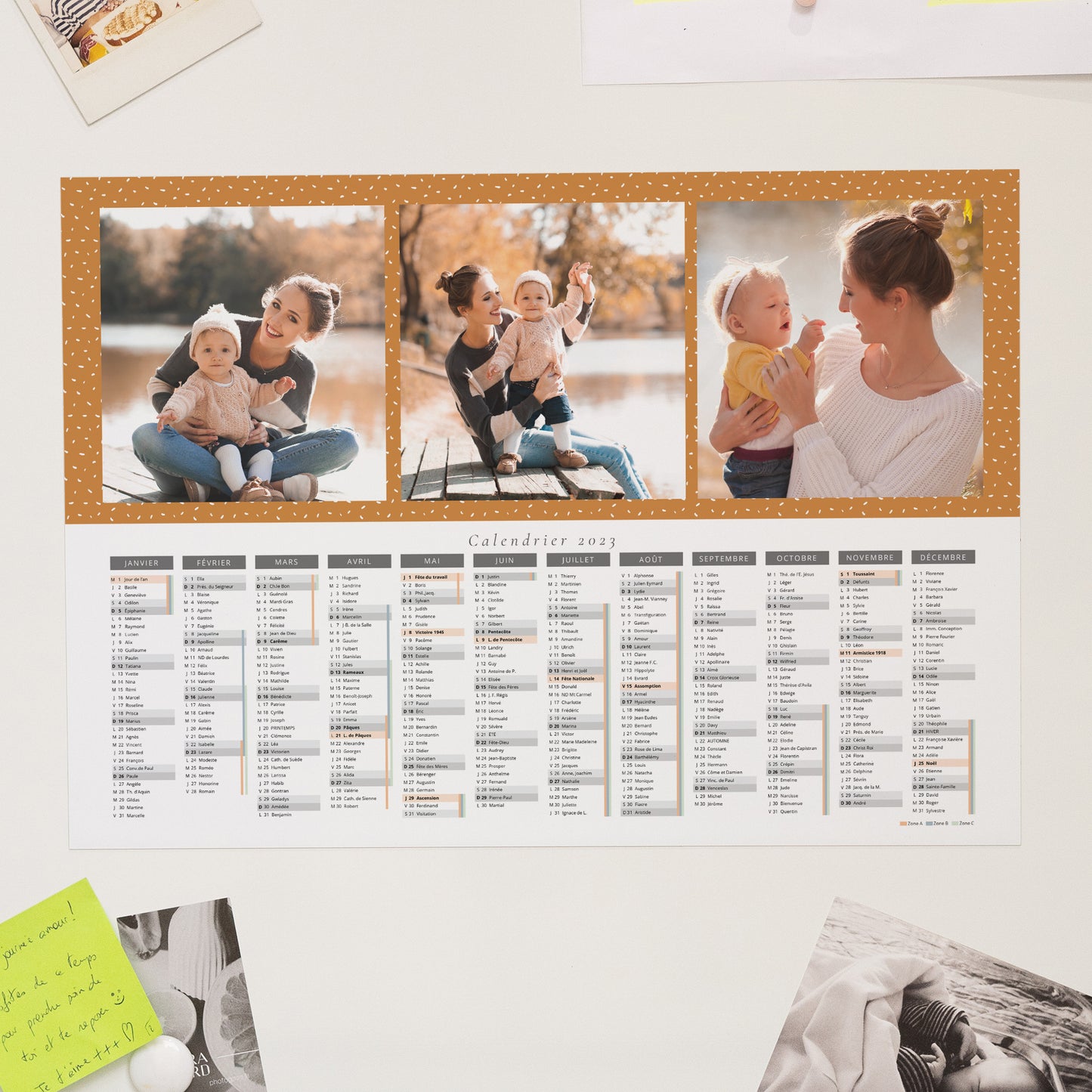Calendrier Fin d'année Magnétique, monopage paysage Couleur de Noël photo N° 1