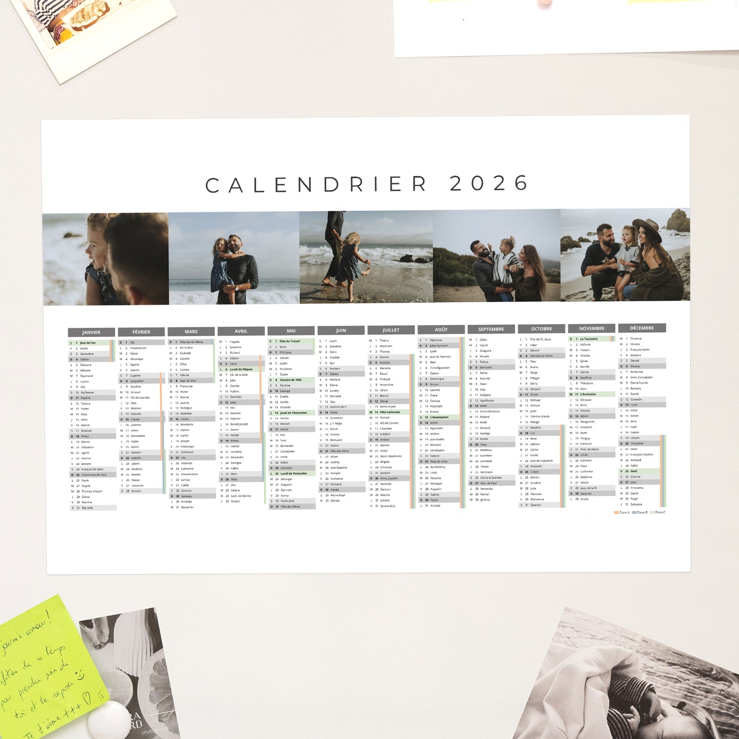 Calendrier Fin d'année Magnétique, monopage paysage Calendrier planning multi-photos photo N° 1