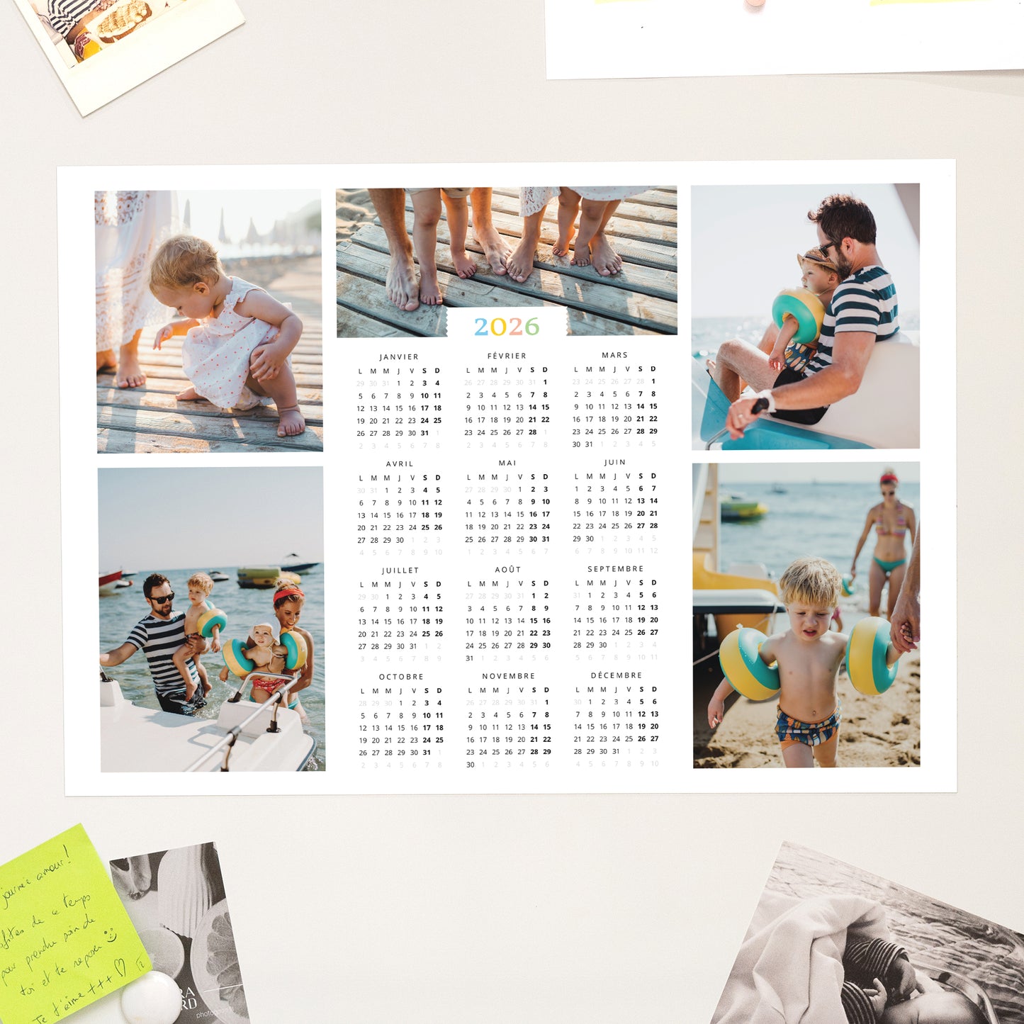 Calendrier Fin d'année Magnétique, monopage paysage Arc-en-ciel de couleurs photo N° 1