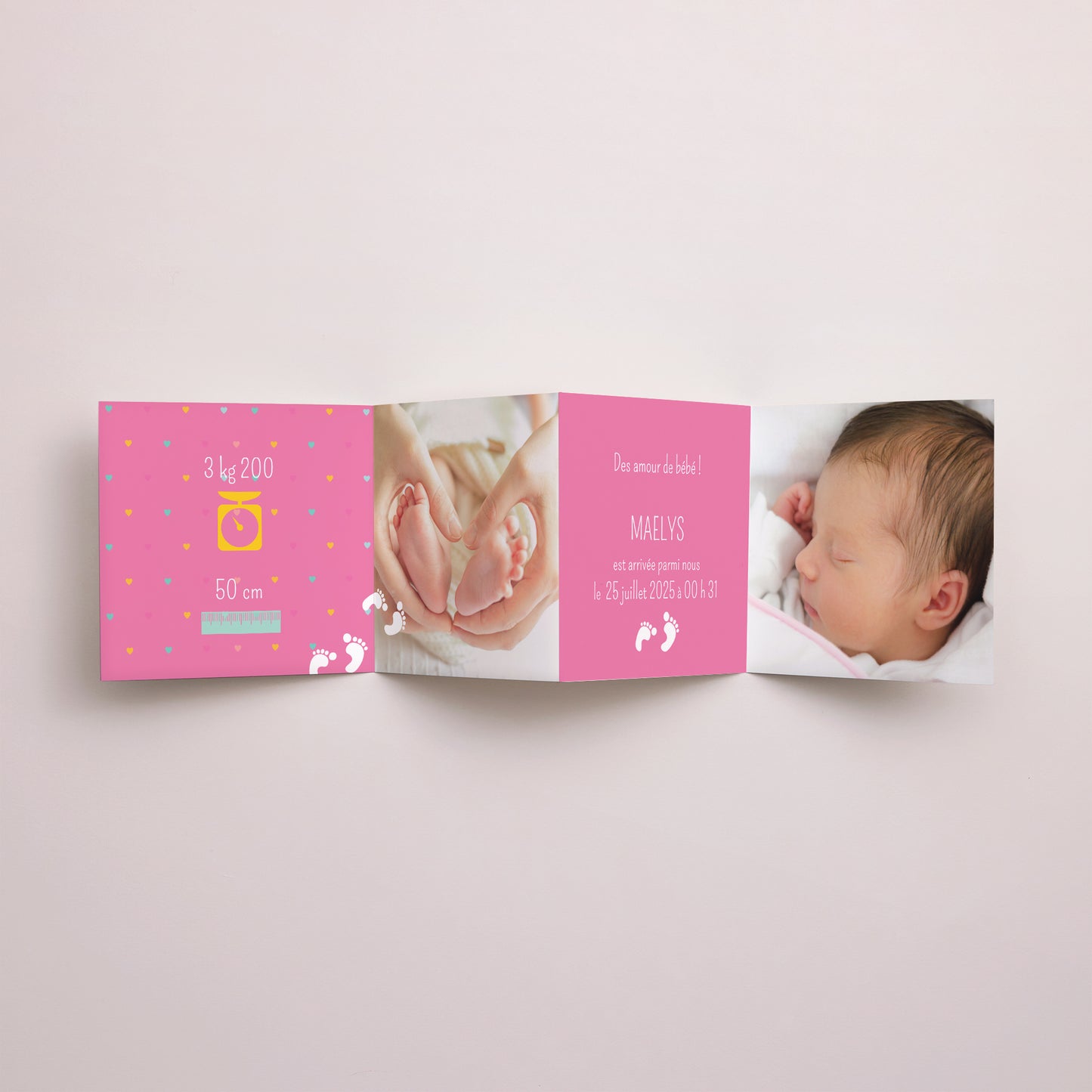 Faire-part Naissance Accordéon Accordéon Rose photo N° 2
