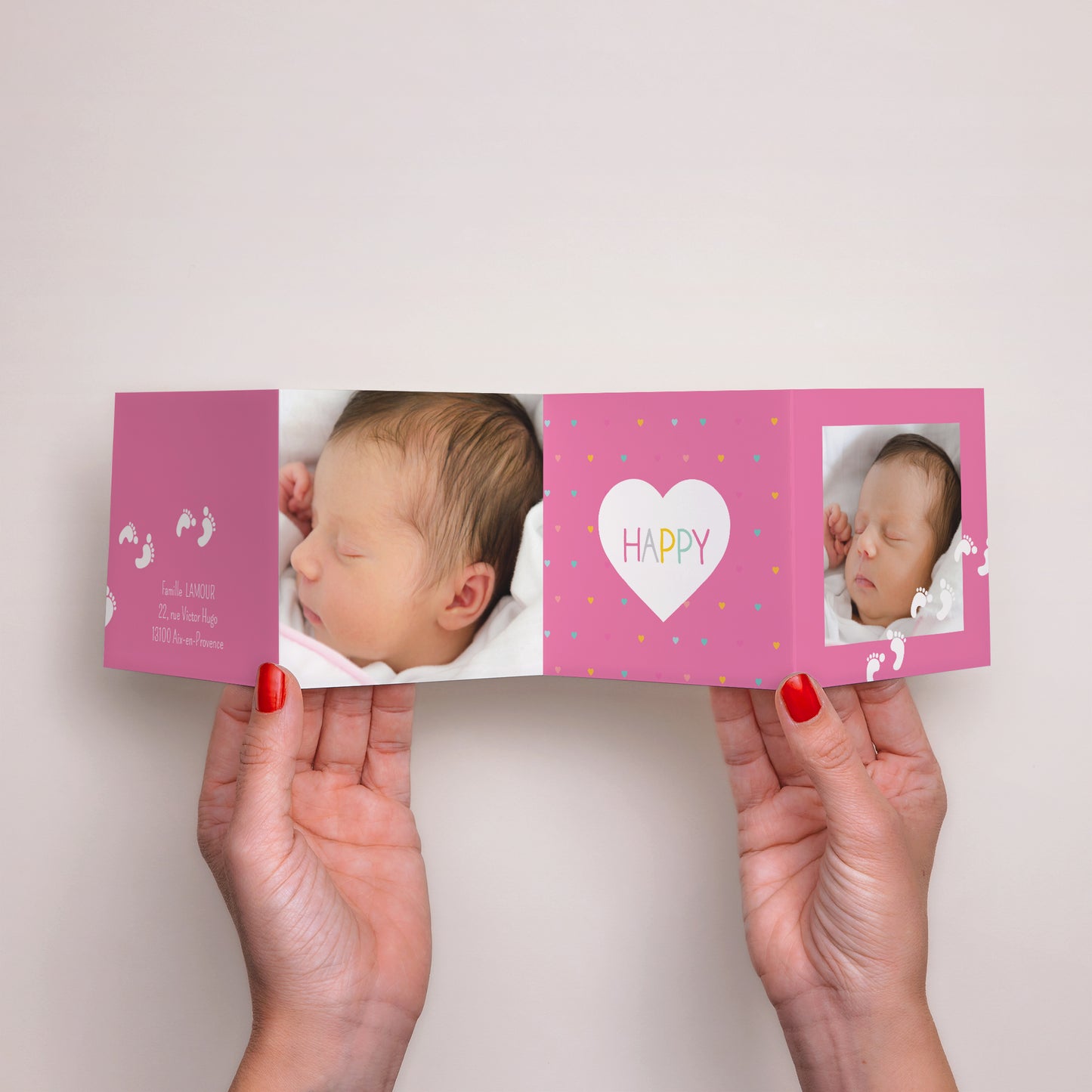 Faire-part Naissance Accordéon Accordéon Rose photo N° 3