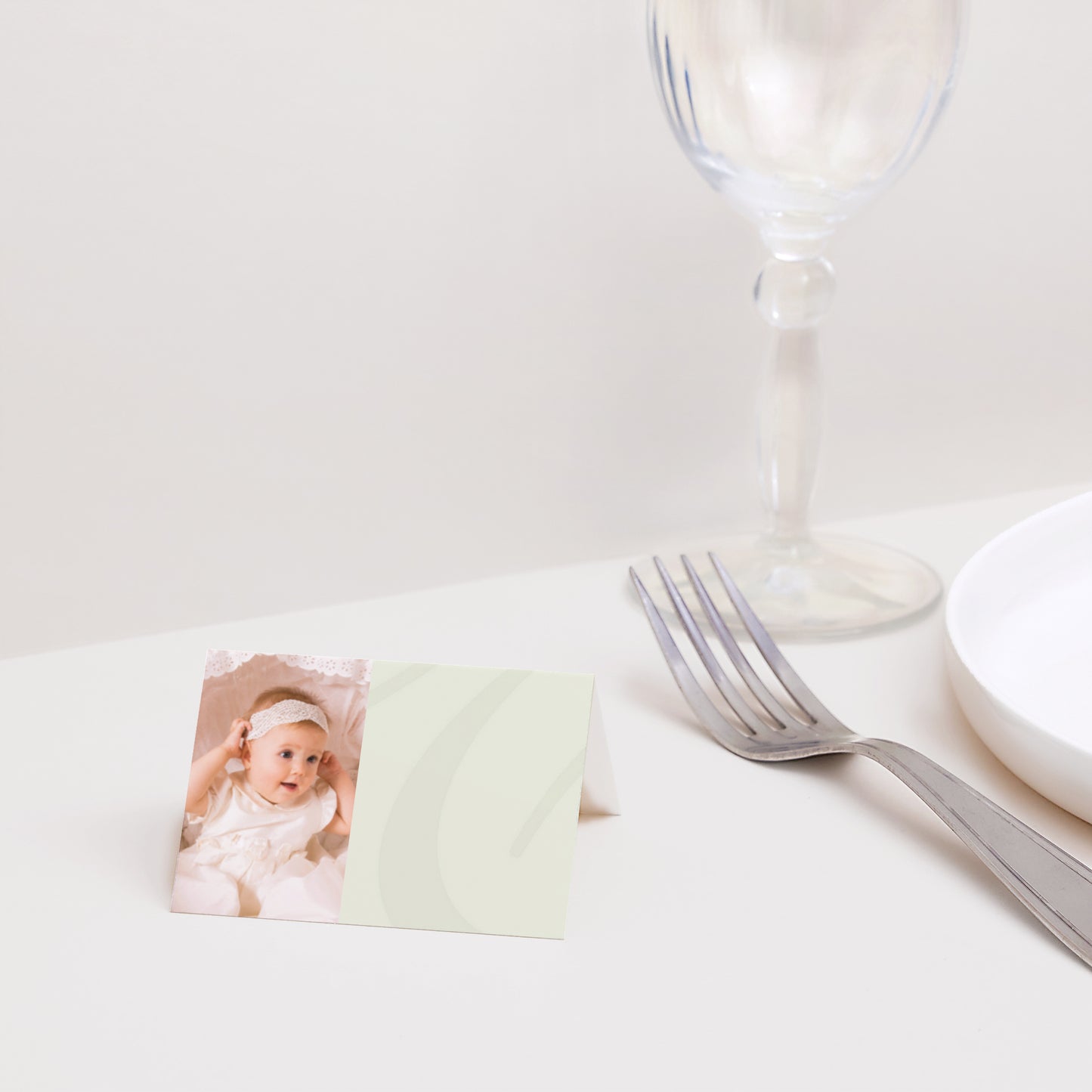 Marque-place Baptême 2 volets Cérémonie - Beige photo N° 2