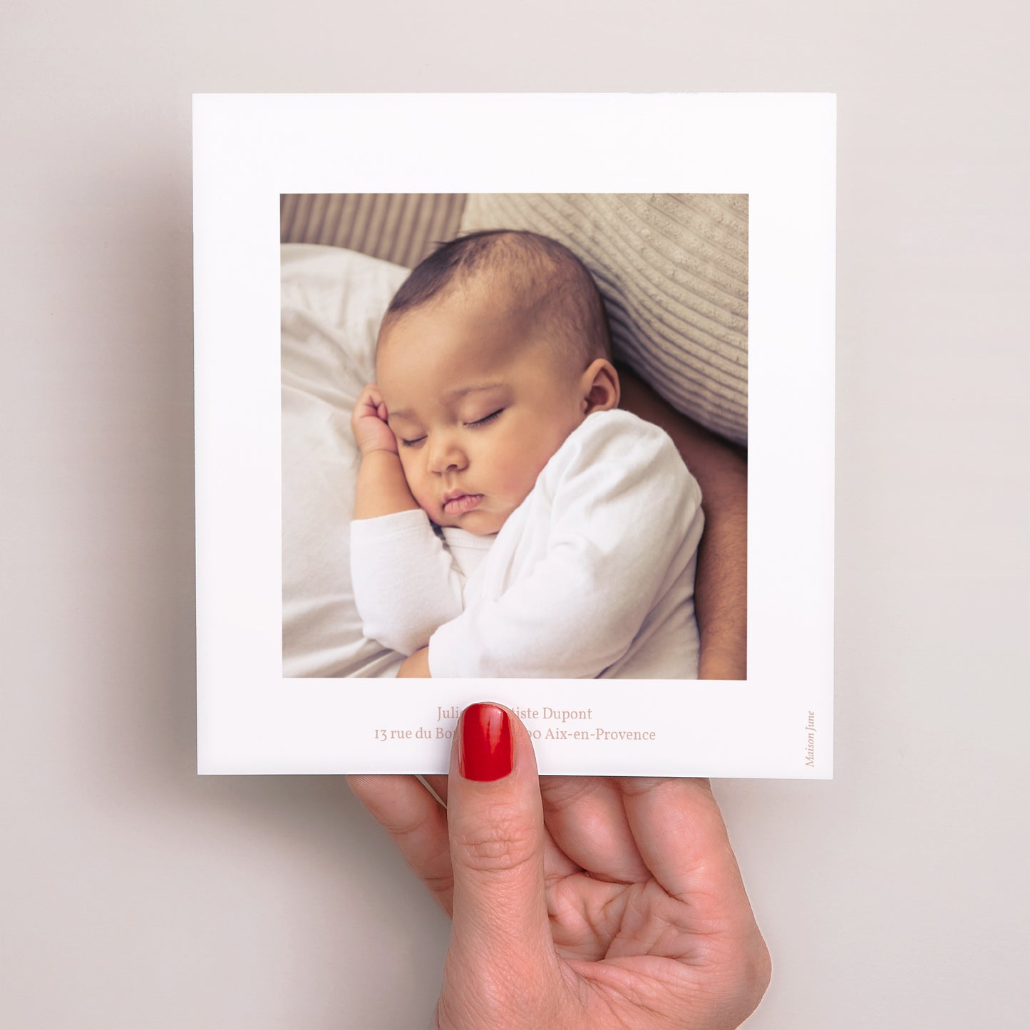 Faire-part Naissance Carré Autour du Monde - Rose et Orange photo N° 3