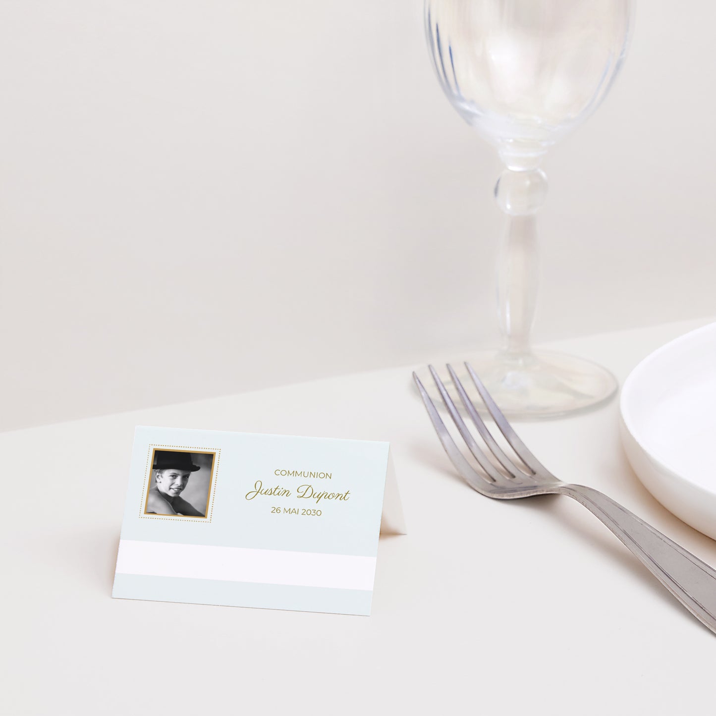 Marque-place Communion 2 volets Classique - bleu pâle photo N° 2