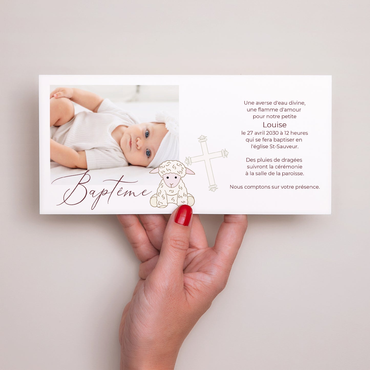 Faire-part Baptême Panoramique paysage Baptême Agneau photo N° 3