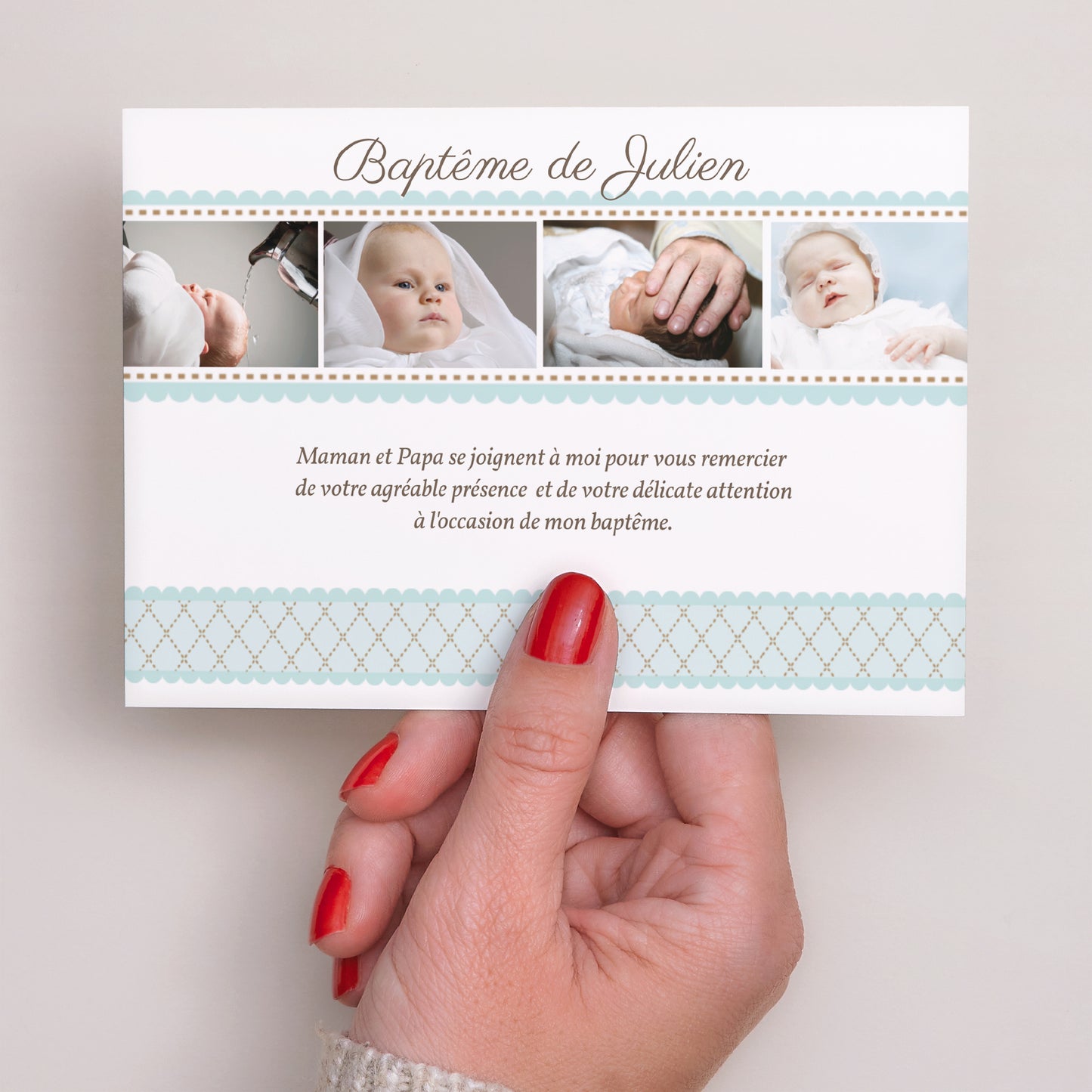 Remerciements Baptême Paysage Baptême Rétro - Garçon photo N° 3