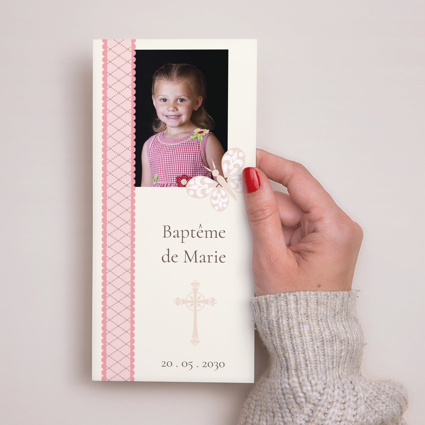 Menu Baptême Panoramique portrait Baptême Rétro - Fille photo N° 2