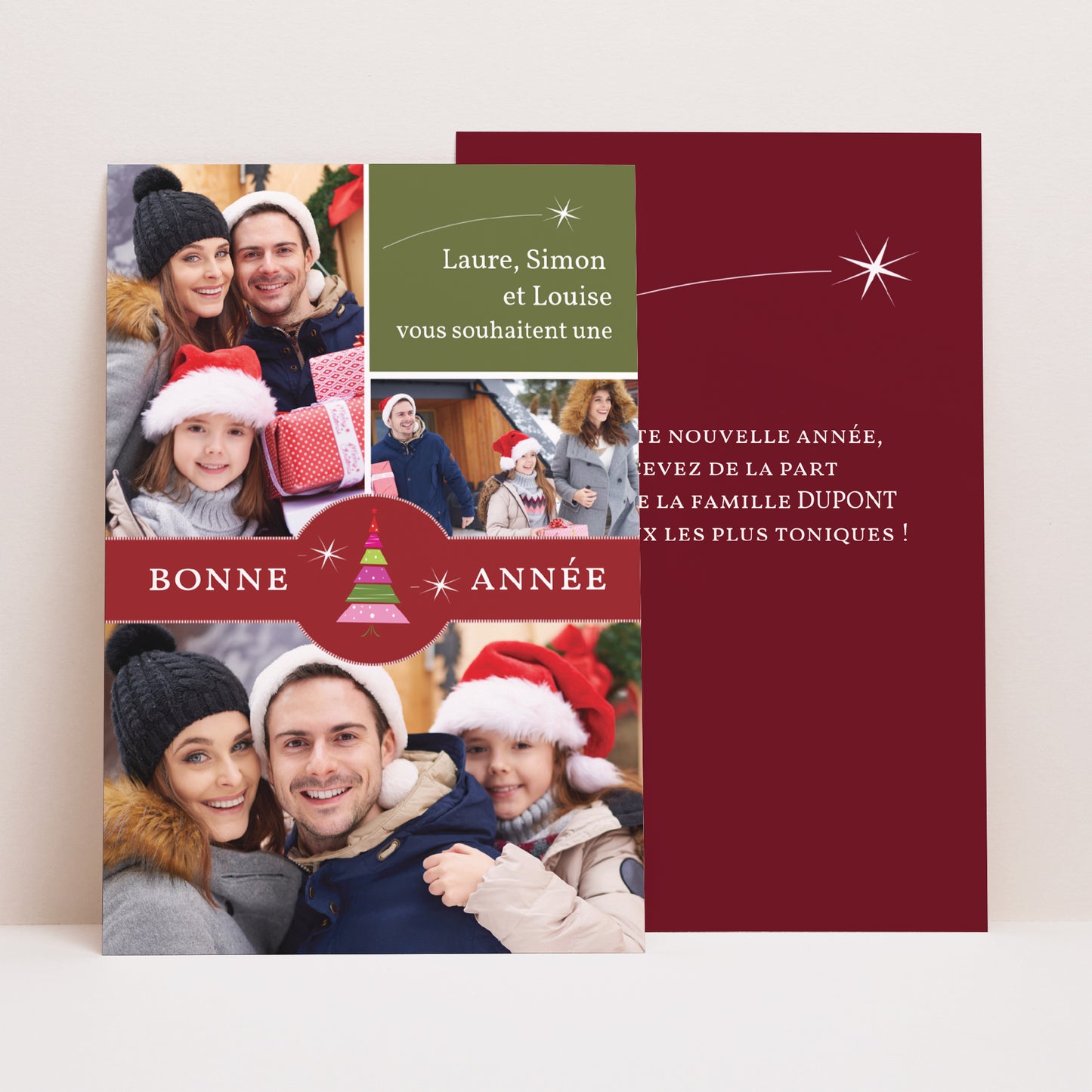 Carte de voeux Fin d'année Portrait Tendance et Unique photo N° 1