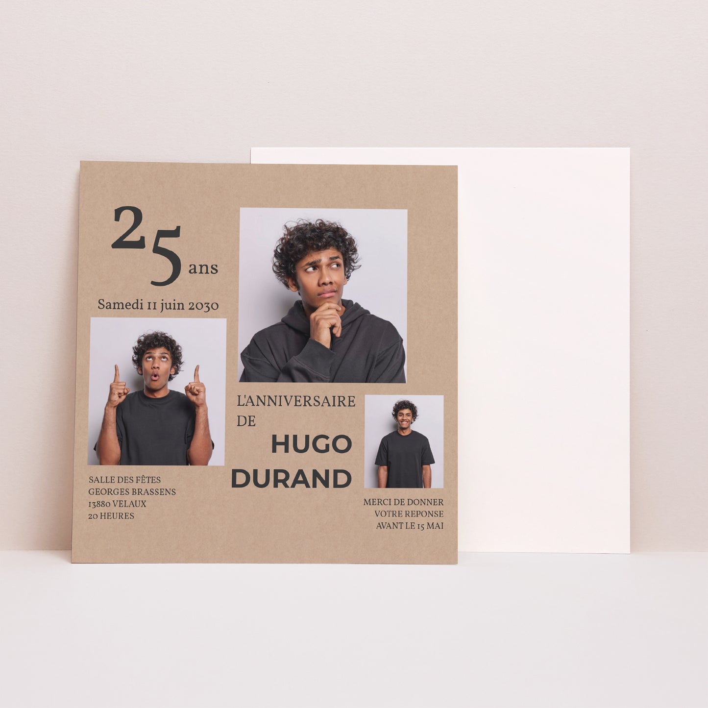 Invitations Anniversaire Adulte Carré Relax photo N° 1