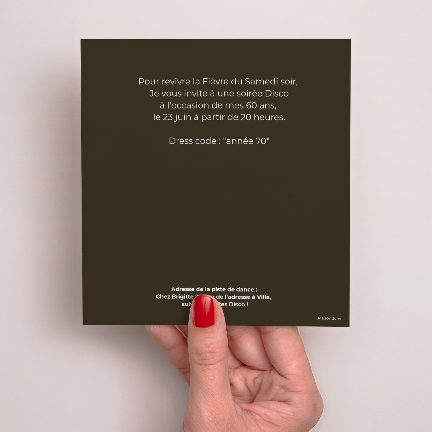 Invitations Anniversaire Adulte Carré Bulles Disco photo N° 3