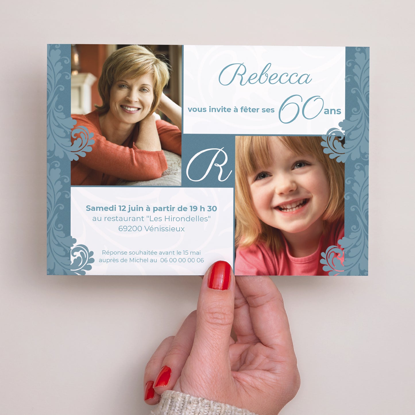 Invitations Anniversaire Adulte Paysage Fête d'une fleur photo N° 3