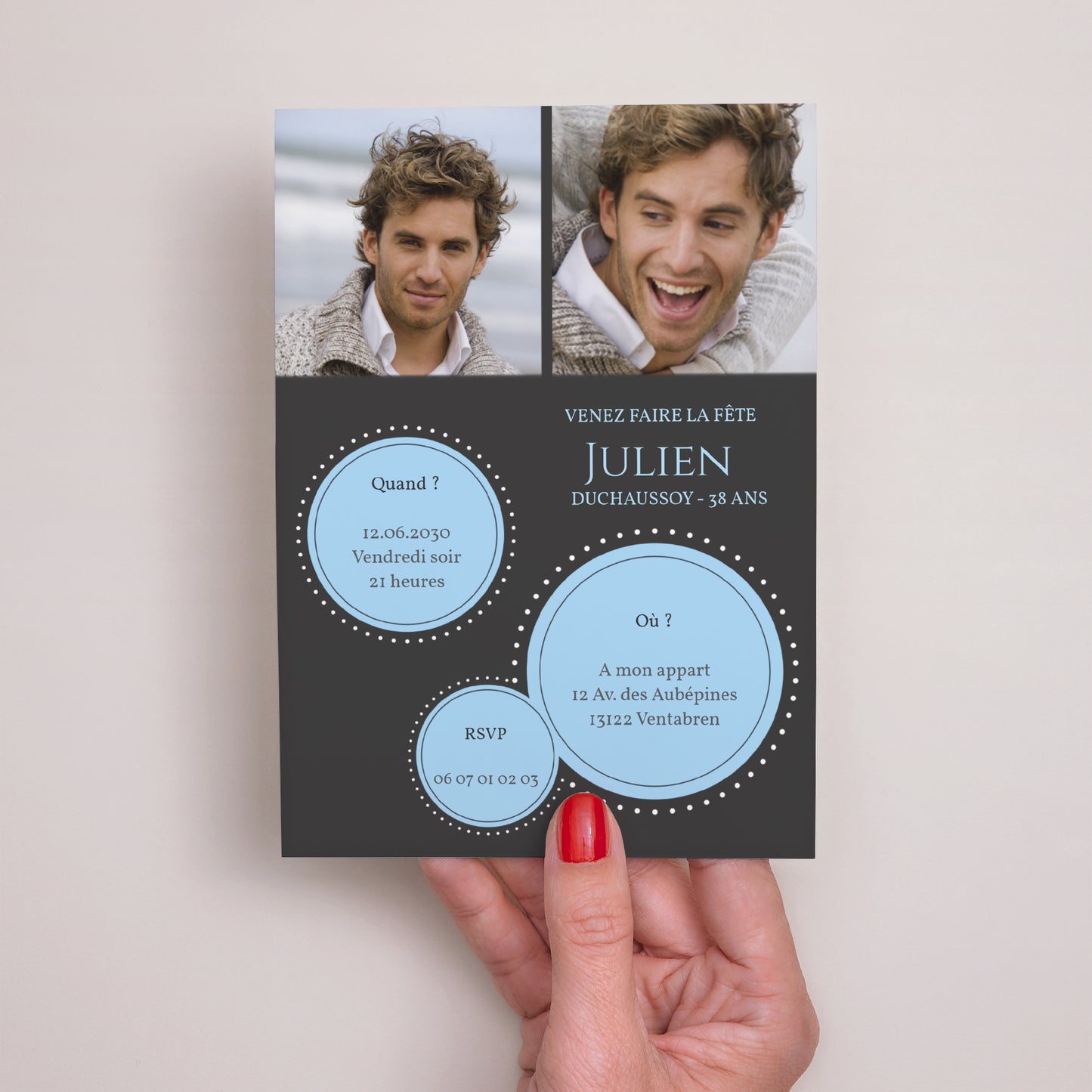 Invitations Anniversaire Adulte Portrait A l'affiche photo N° 2