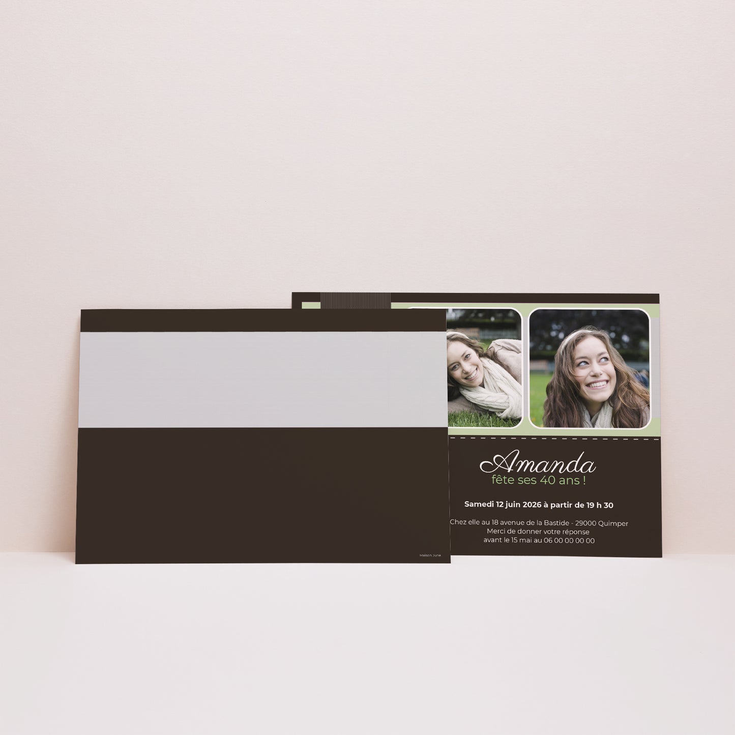 Invitations Anniversaire Adulte Paysage Menthe Chocolat photo N° 2