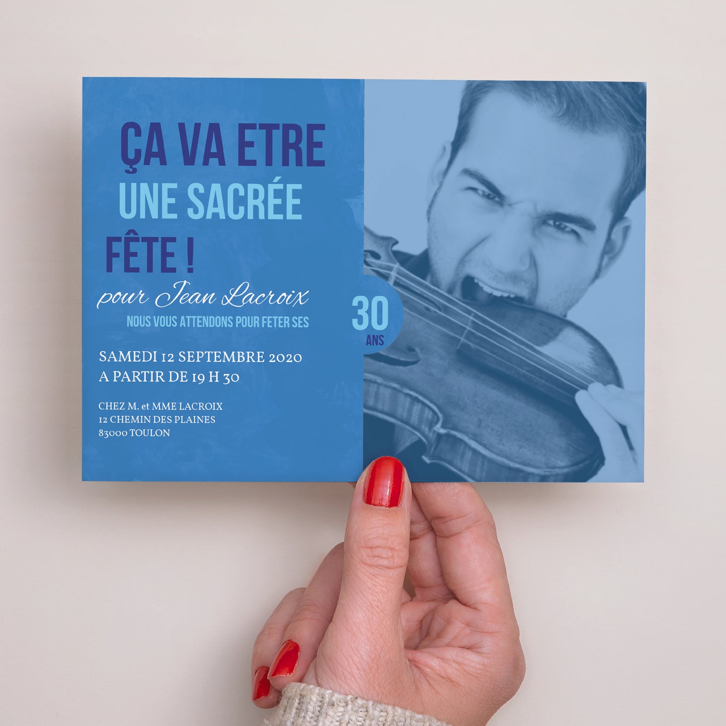 Invitations Anniversaire Adulte Paysage Ombre bleue photo N° 3