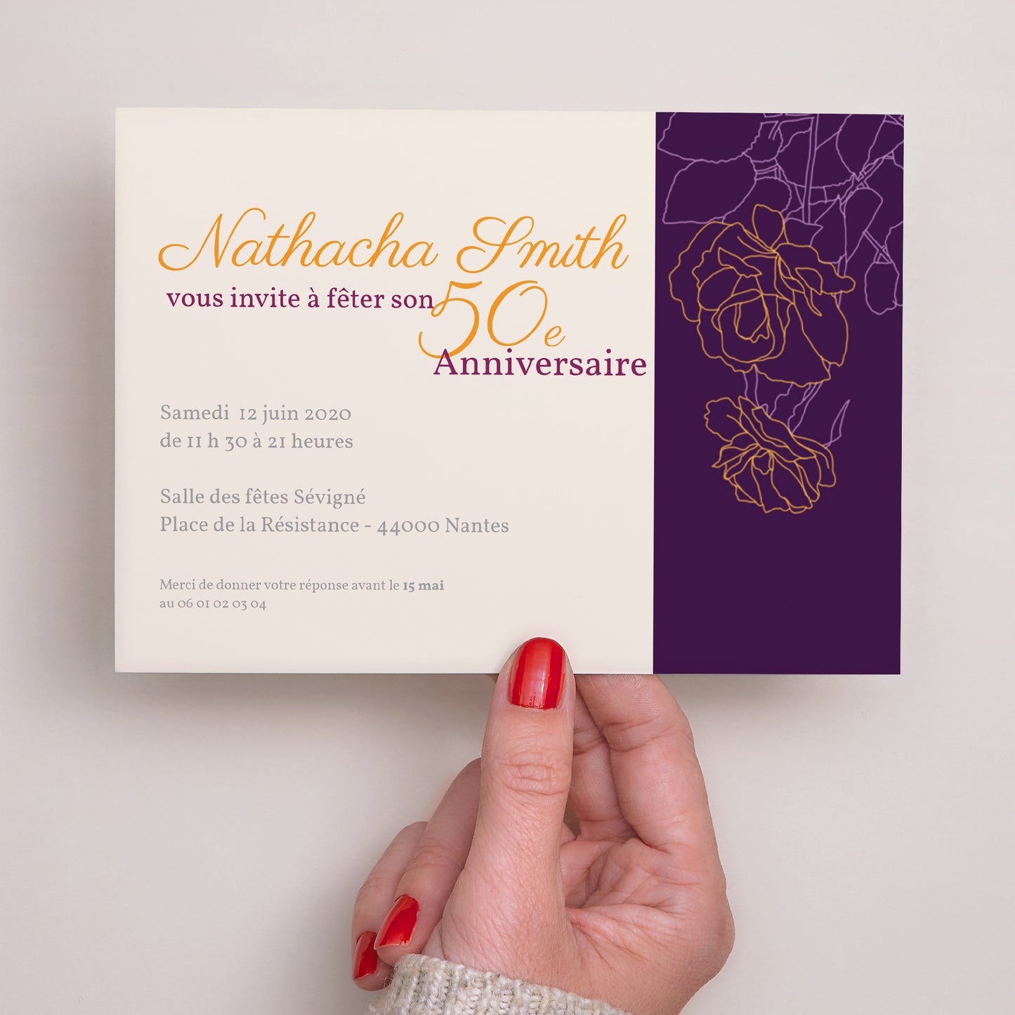 Invitations Anniversaire Adulte Paysage Violine photo N° 3