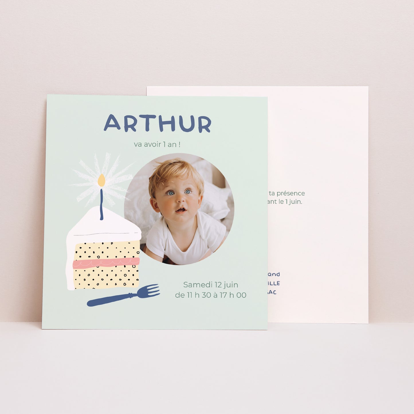 Invitations Anniversaire Enfant Carré La cerise sur le gâteau photo N° 1