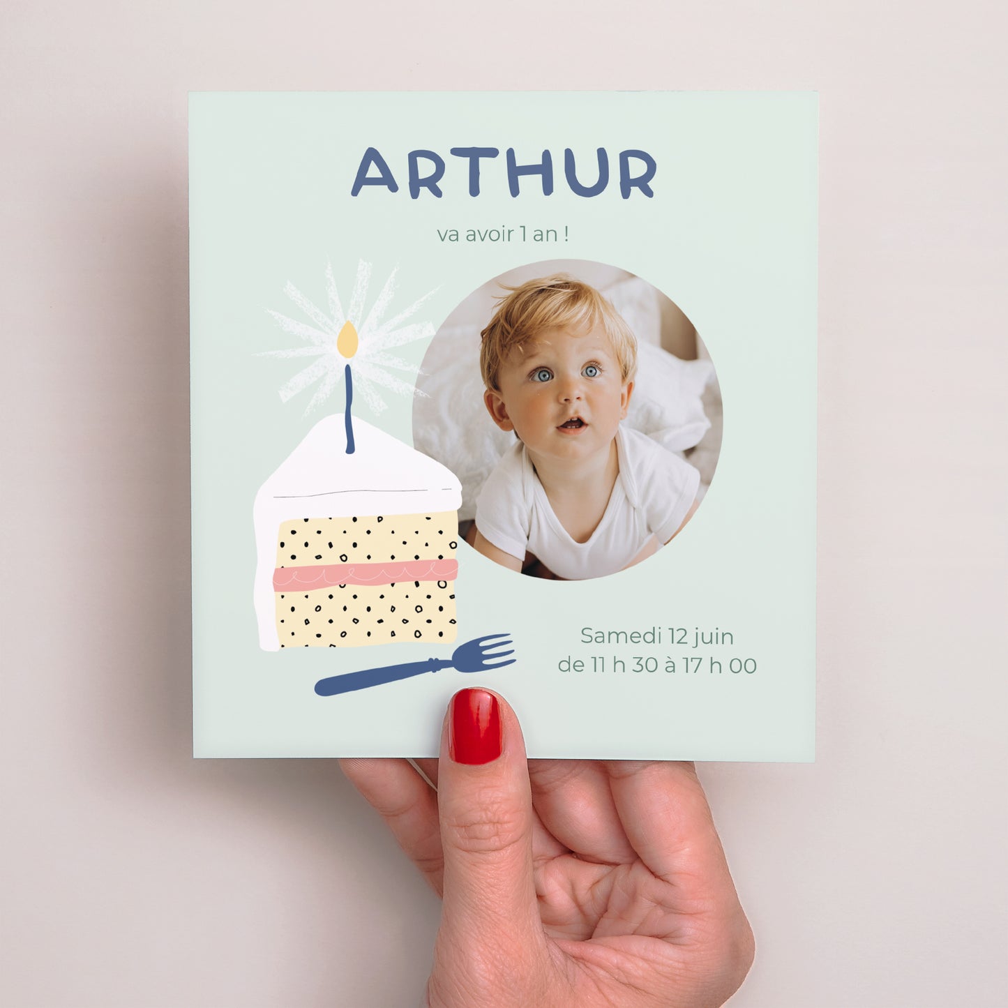 Invitations Anniversaire Enfant Carré La cerise sur le gâteau photo N° 2
