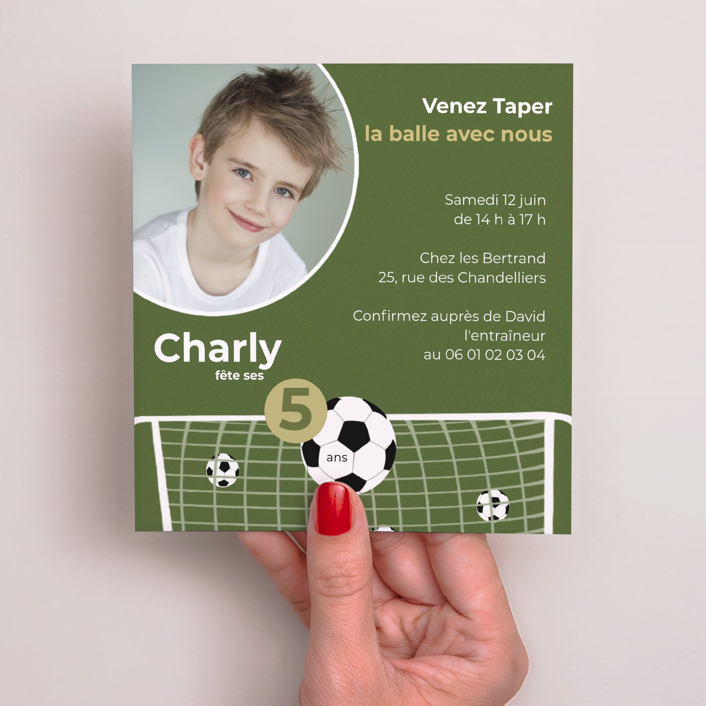 Invitations Anniversaire Enfant Carré Partie de Football photo N° 2