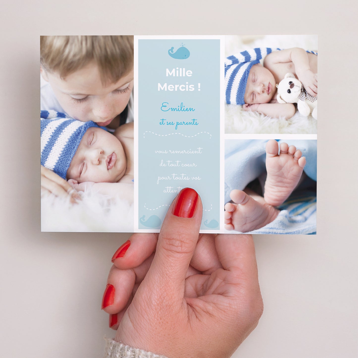 Remerciements Naissance Paysage Bébé Baleine bleue photo N° 3