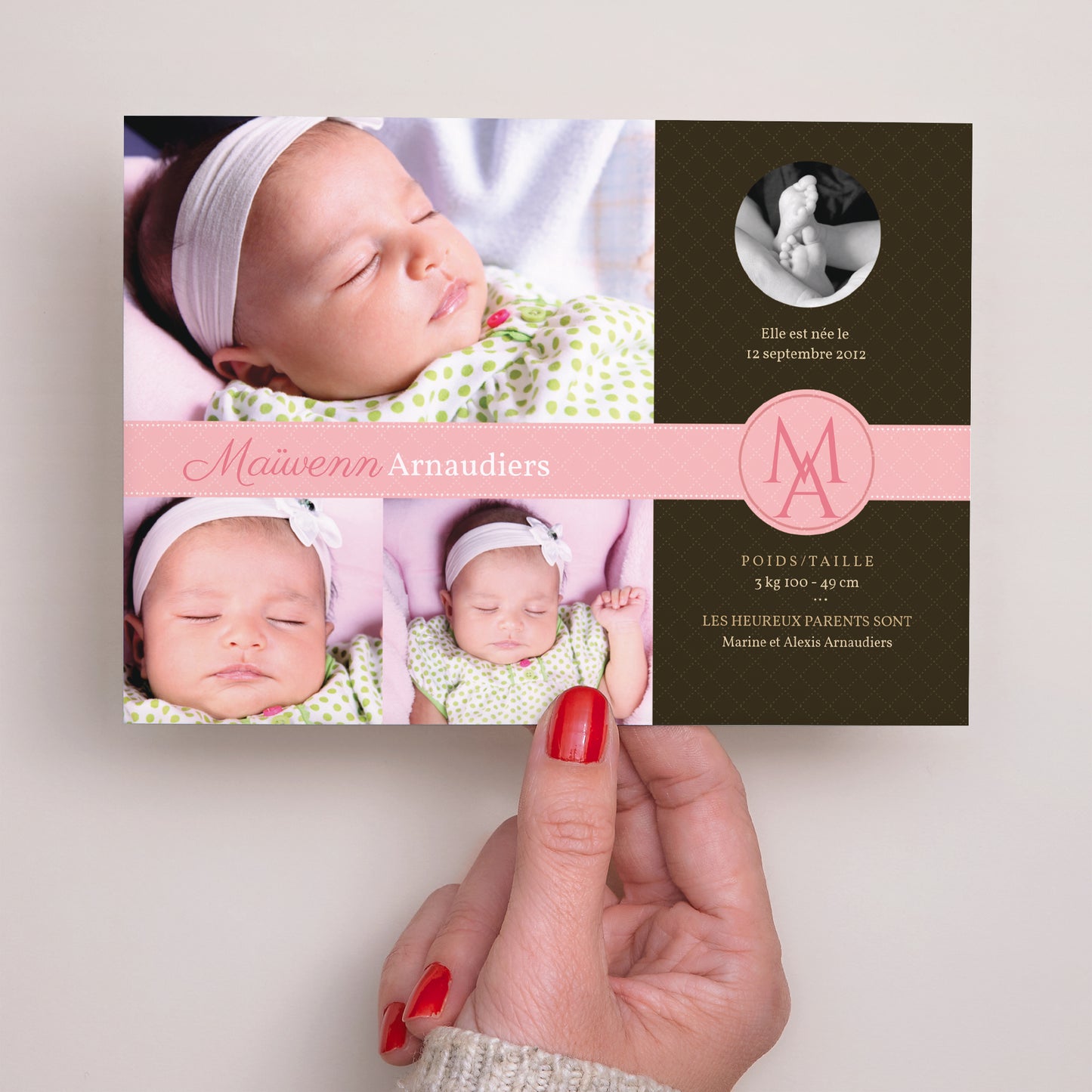 Faire-part Naissance Paysage Design parfait - rose photo N° 3