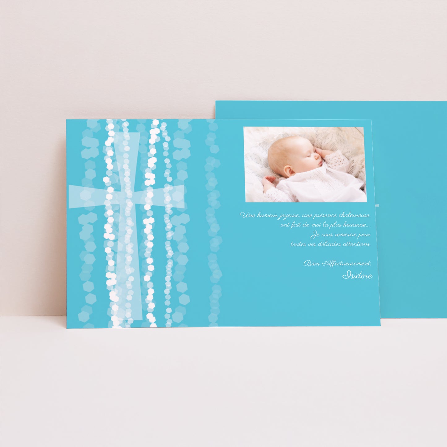 Remerciements Communion Paysage Croix Contemporaine Bleue photo N° 1