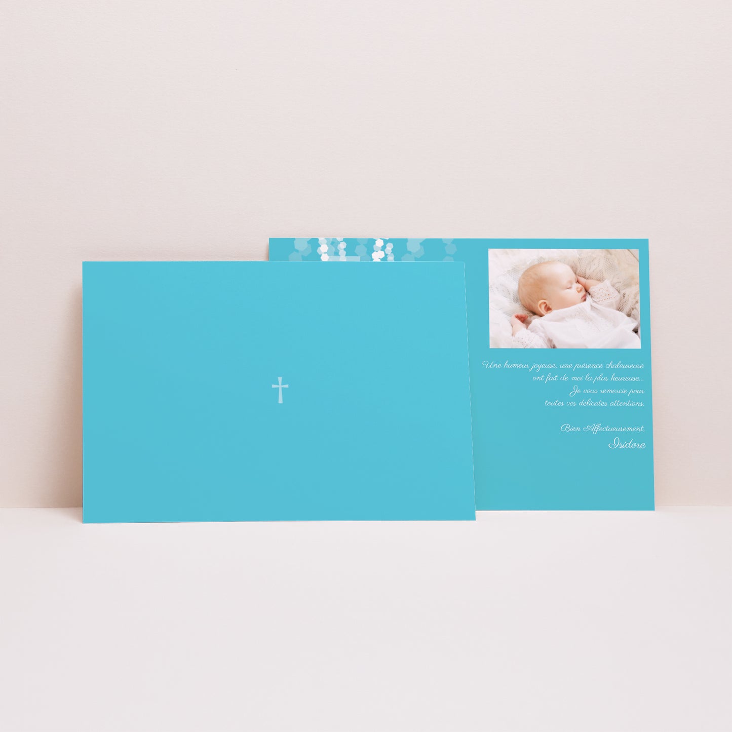Remerciements Communion Paysage Croix Contemporaine Bleue photo N° 2