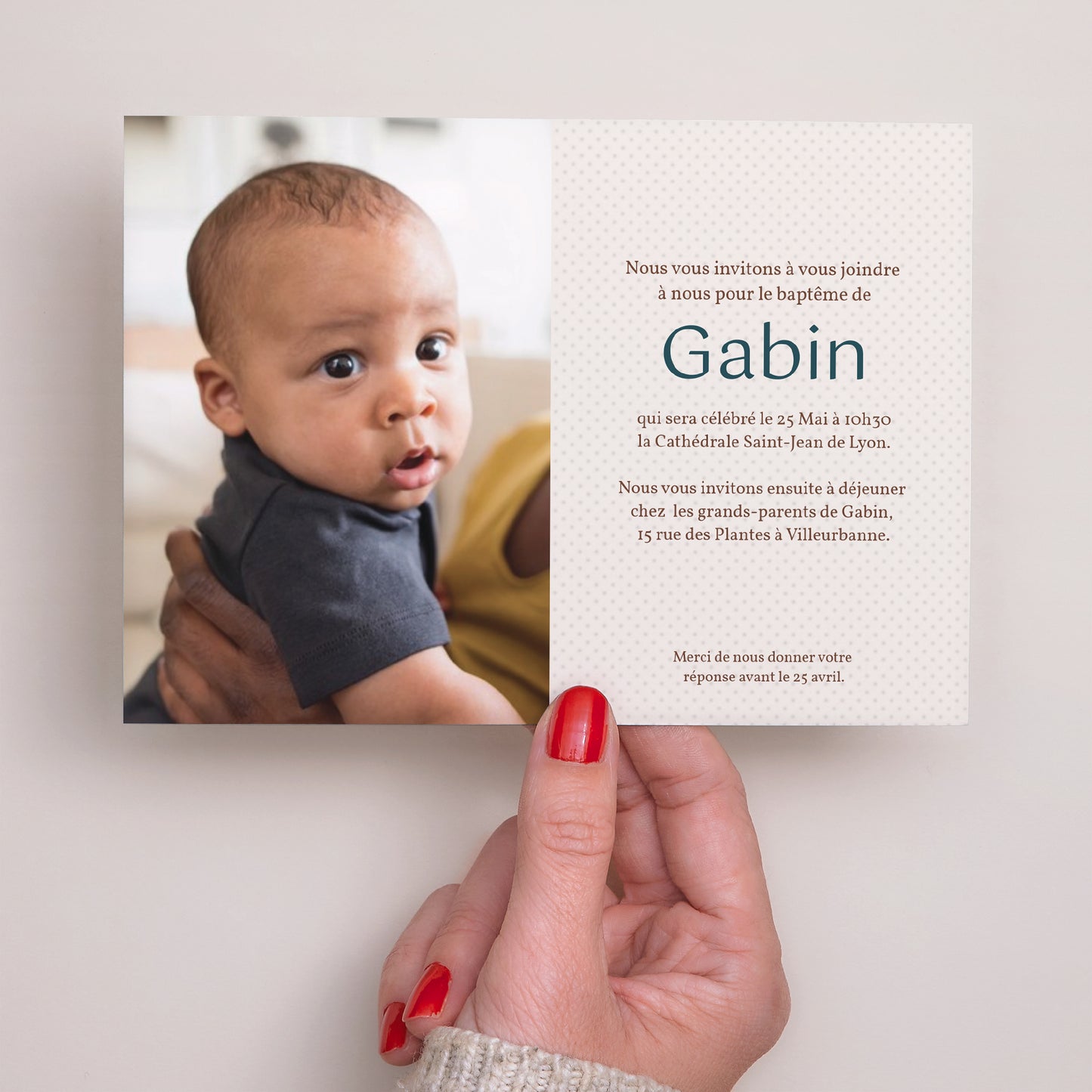 Faire-part Baptême Paysage Cadre Azur photo N° 3