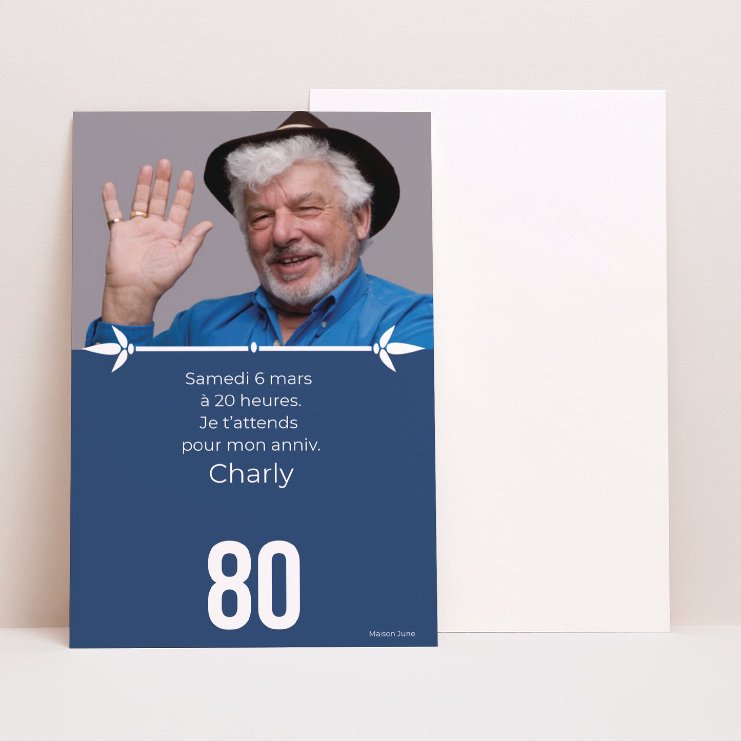 Invitations Anniversaire Adulte Portrait 80 ans photo N° 1