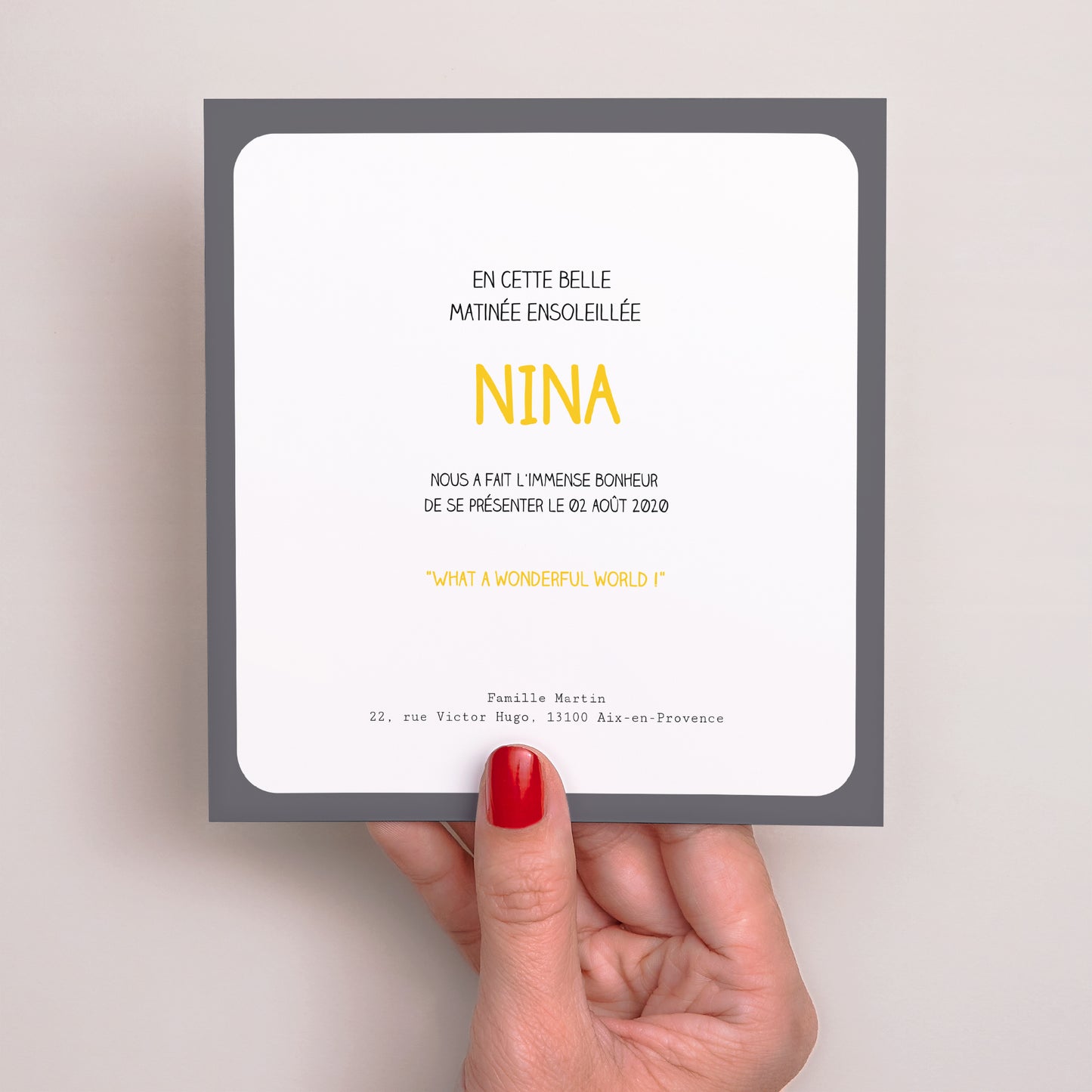 Faire-part Naissance Carré Multiphotos - Bloc Jaune photo N° 3