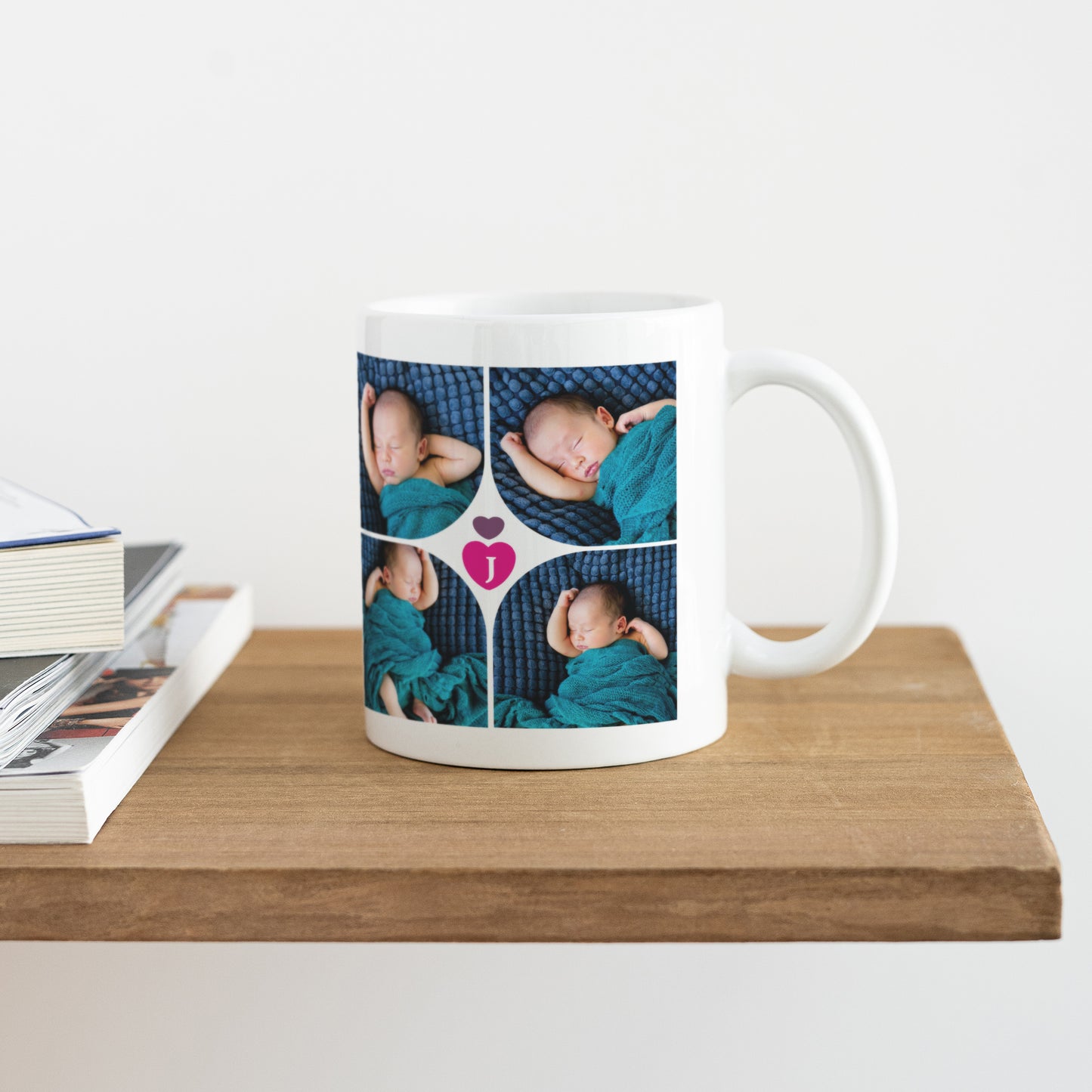 Mug Naissance Blanc Multi-photos Coeur Fushia photo N° 4