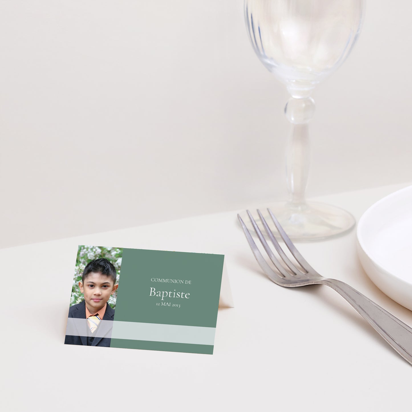 Marque-place Communion 2 volets Communion personnalisée photo N° 2