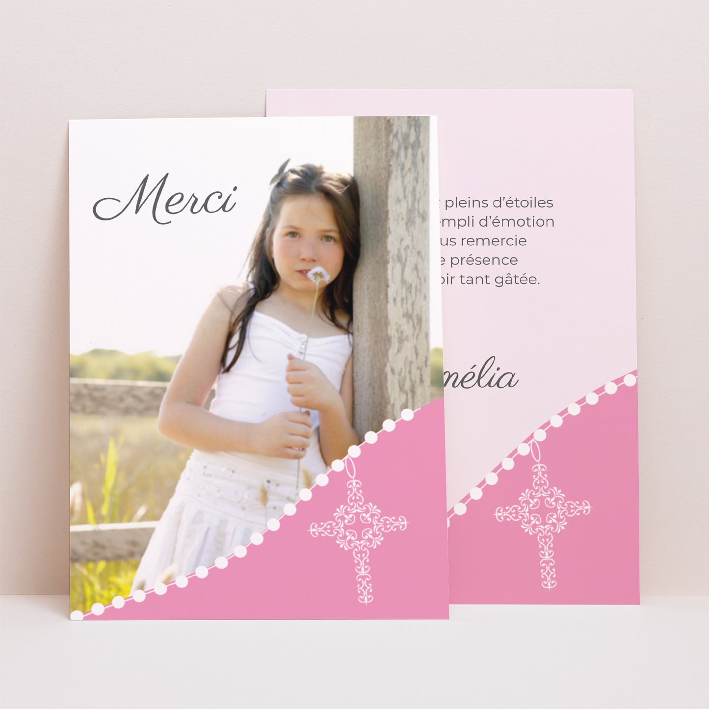 Remerciements Communion Portrait Communion sacrée - rose photo N° 1