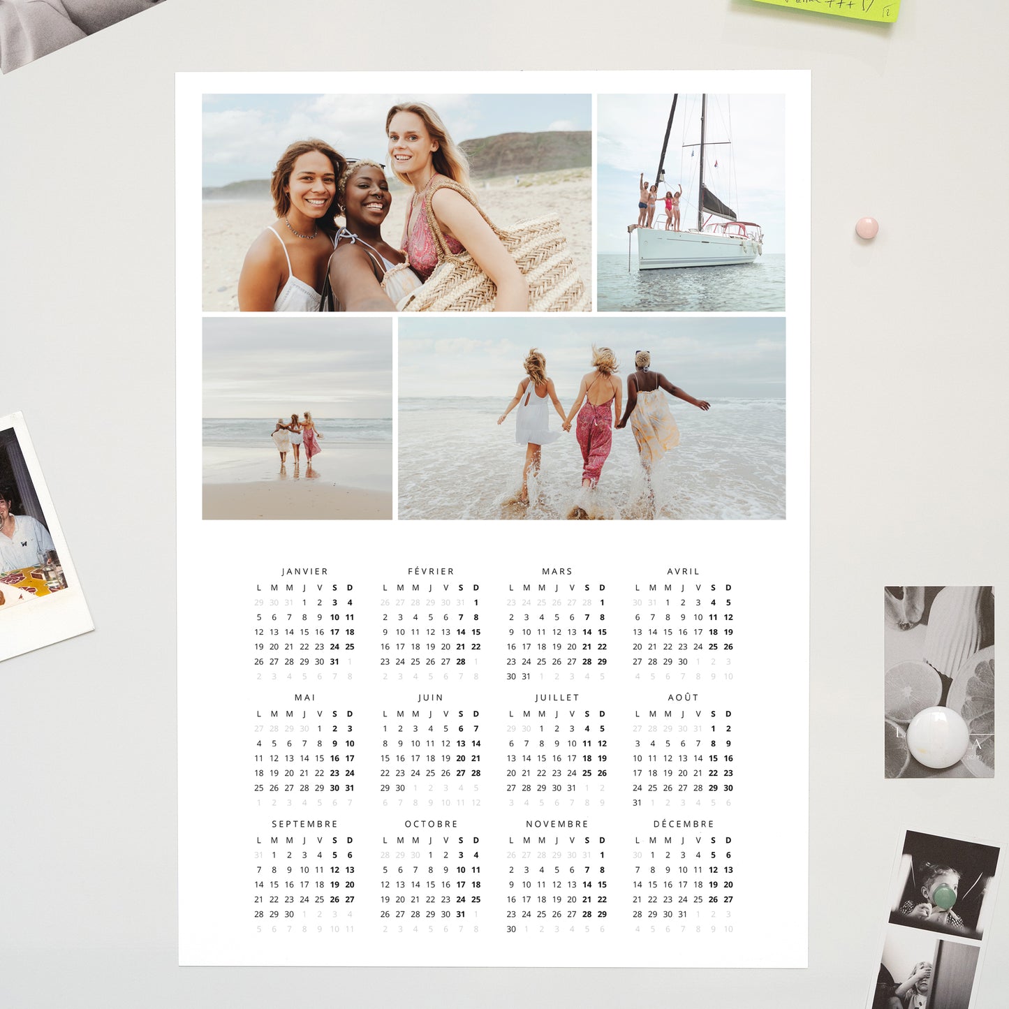 Calendrier Fin d'année Magnétique, monopage portrait Enguirlandé photo N° 1