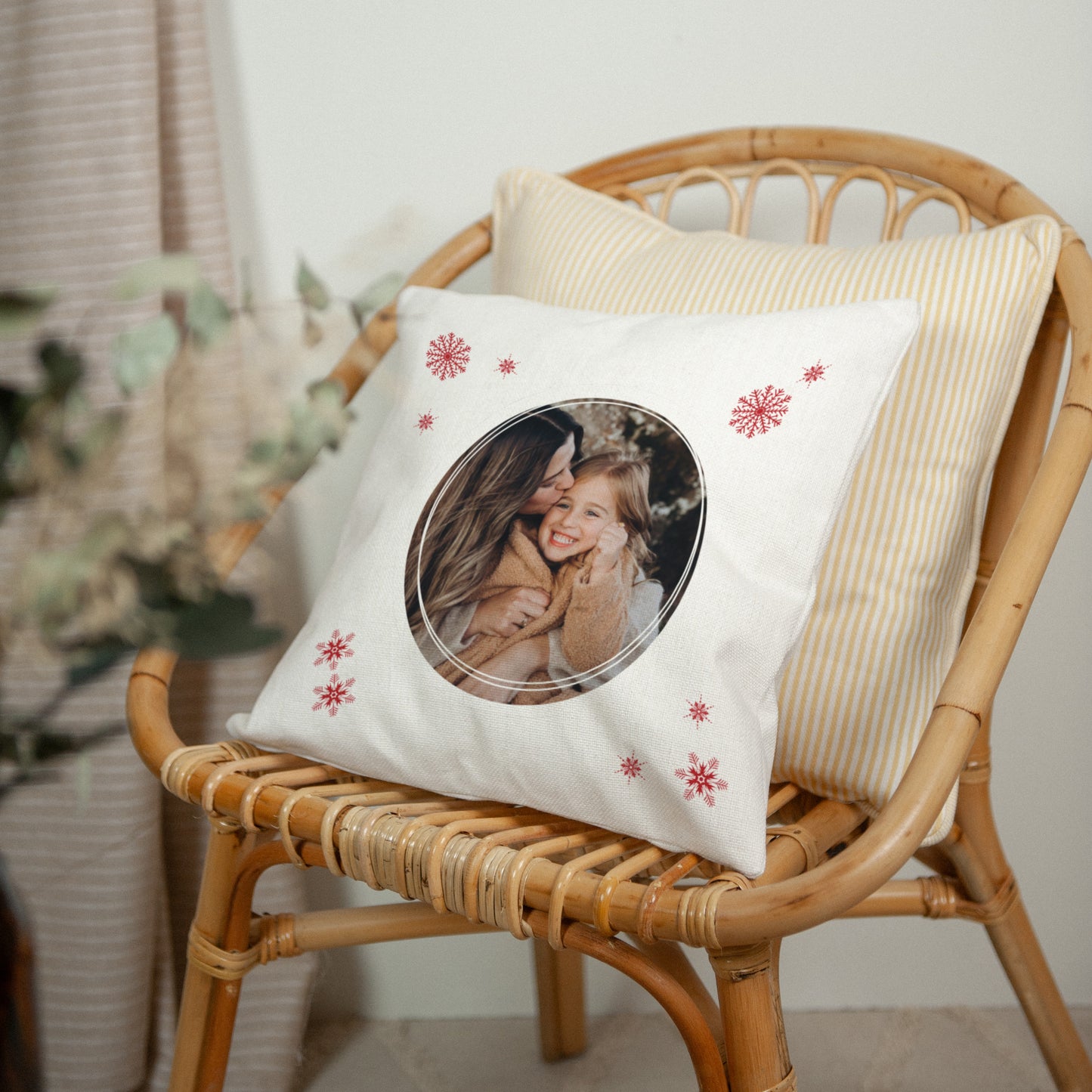 Coussin Objets Beige naturel Coussin personnalisé Noël photo N° 2