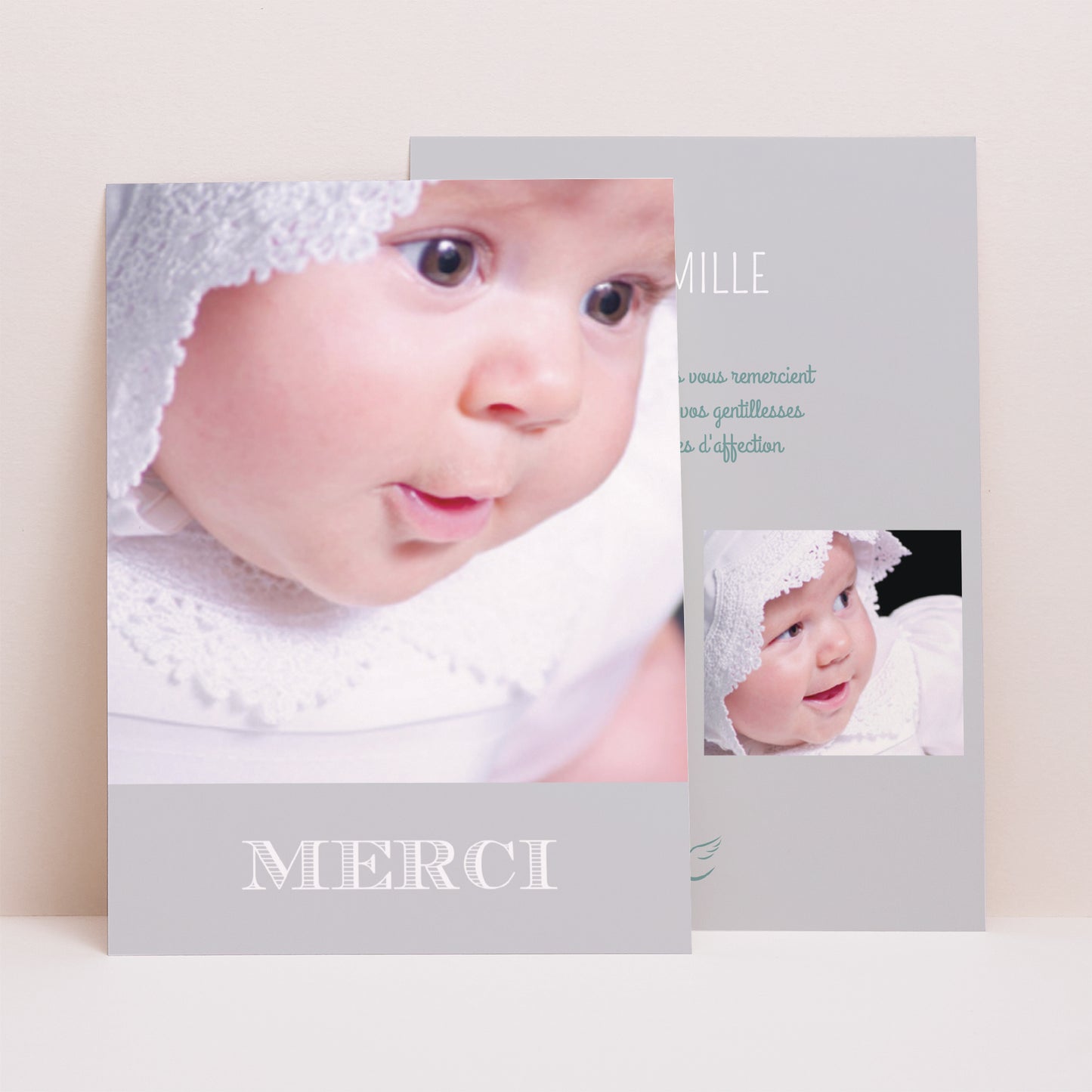 Remerciements Baptême Portrait Typographie photo N° 1