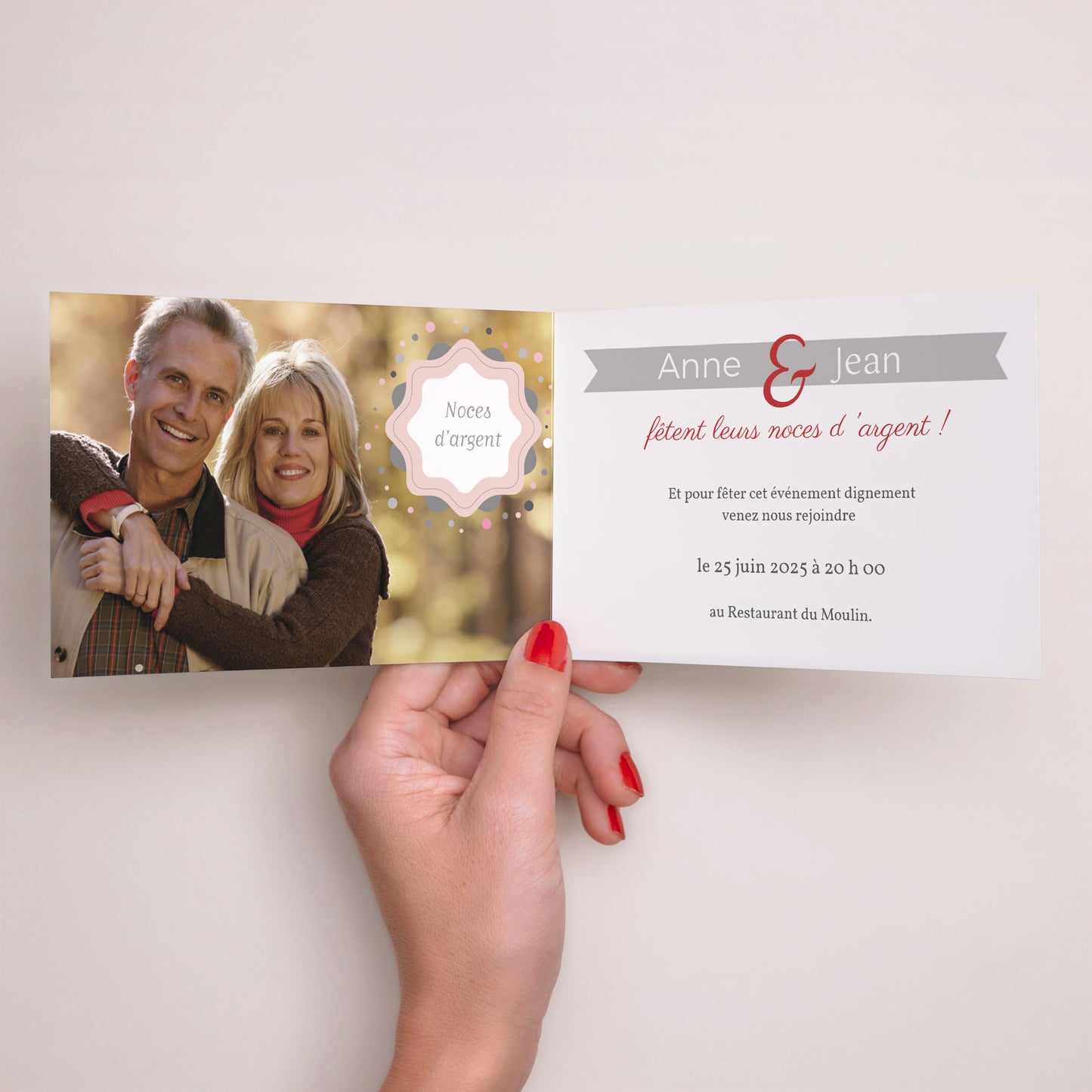Invitations Anniversaire de mariage Double volet paysage 25 ans d'Amour photo N° 2