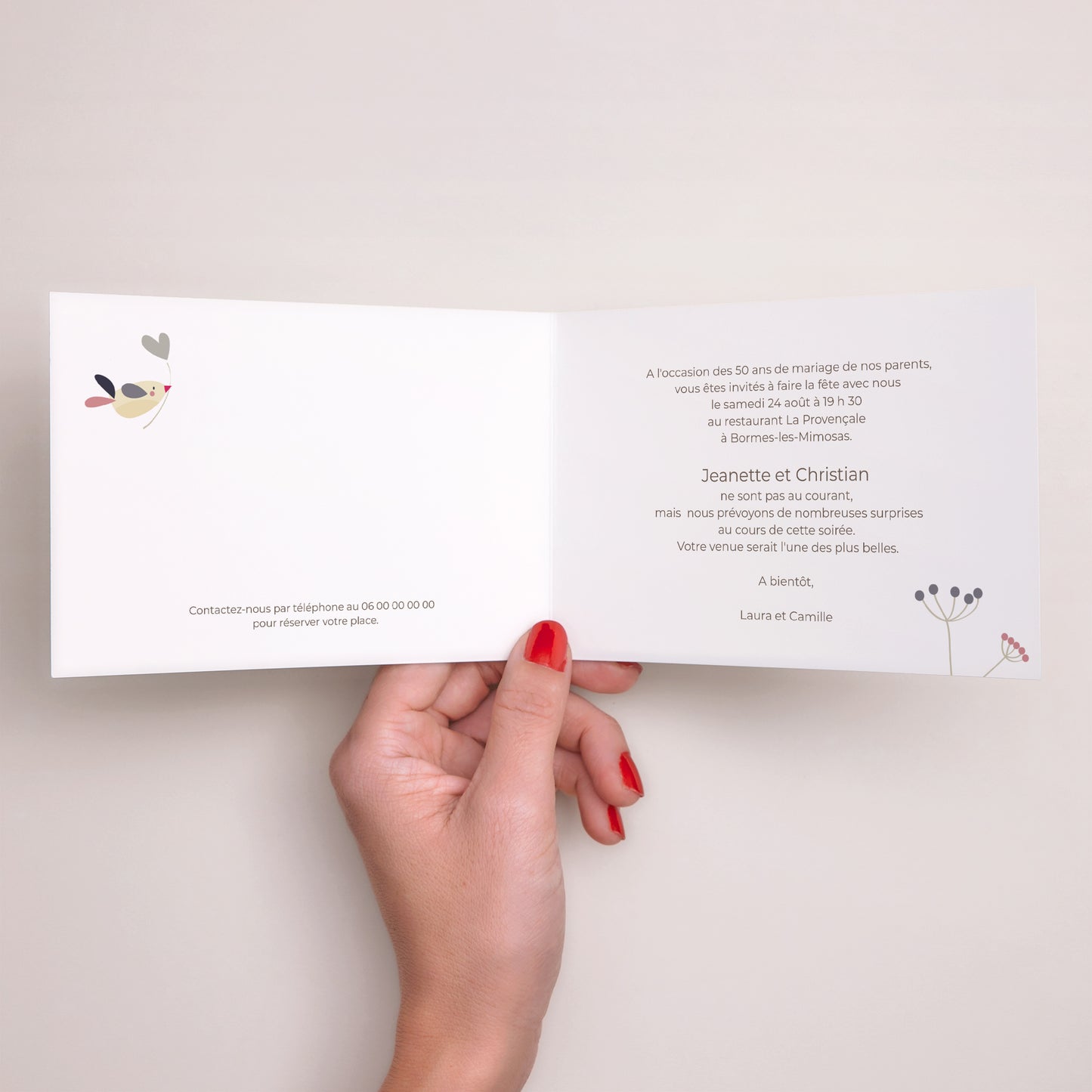 Invitations Anniversaire de mariage Double volet paysage L'envolée amoureuse photo N° 2