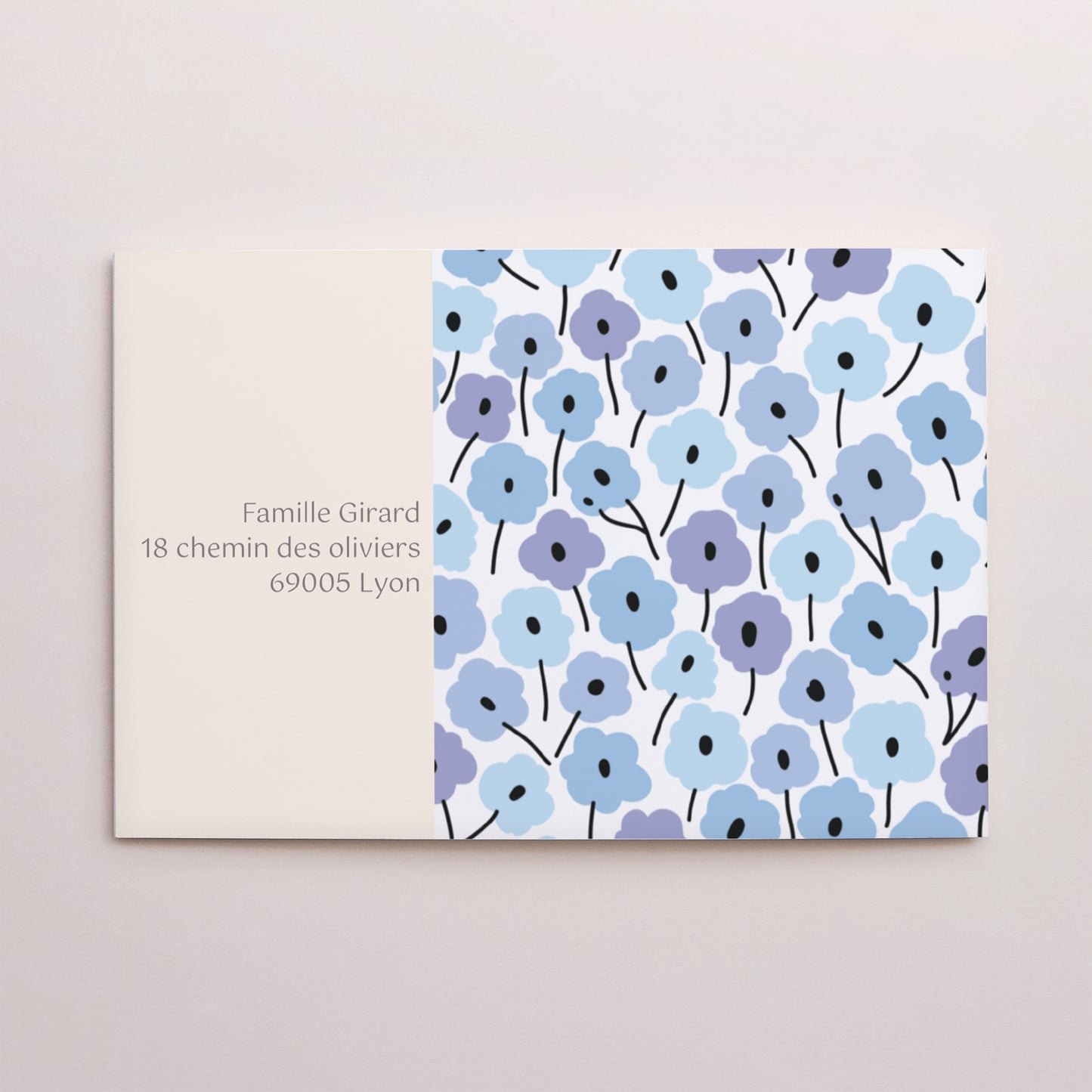 Invitations Communion Double volet paysage Fleurs bleues photo N° 3