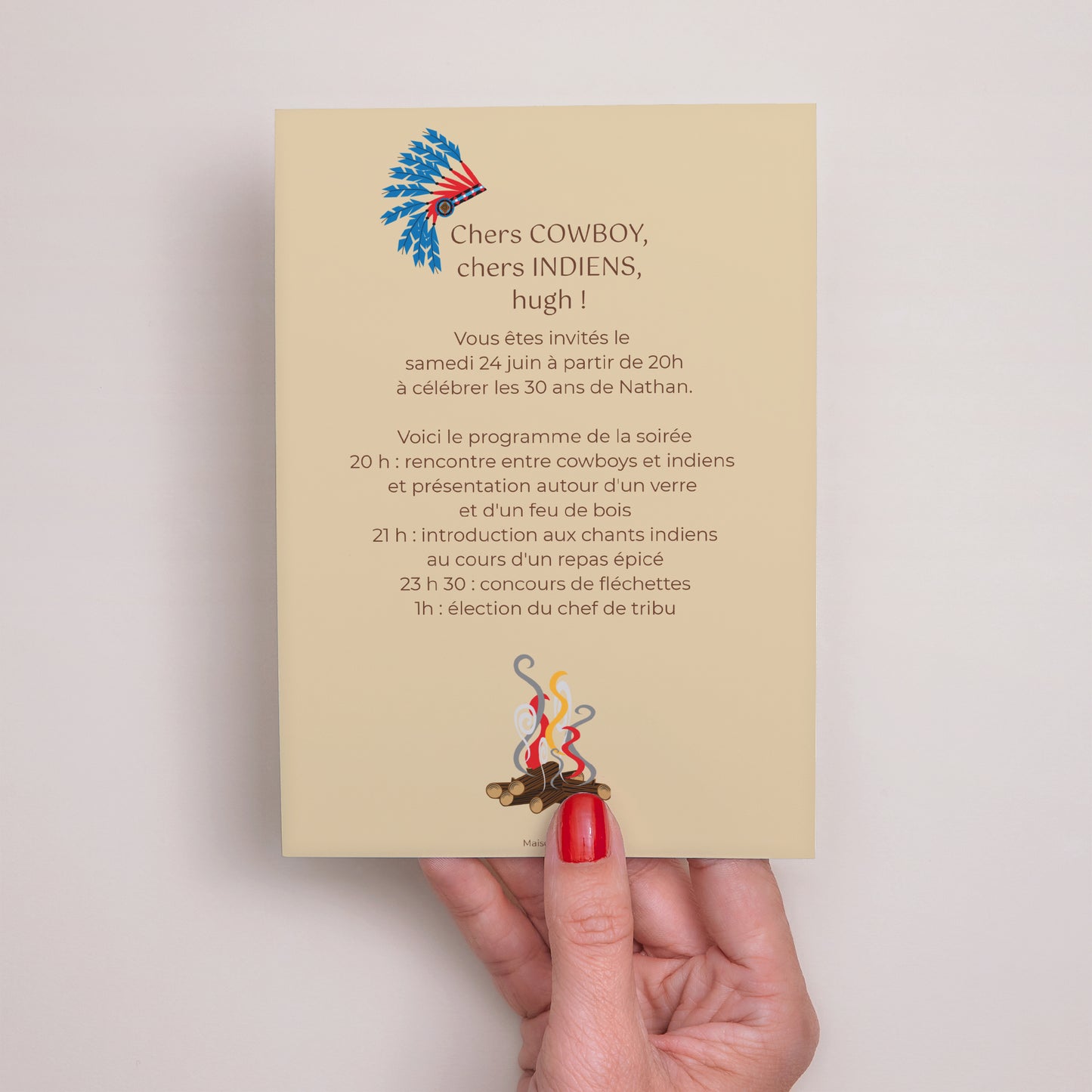 Invitations Anniversaire Adulte Portrait CowBoy et Indiens photo N° 3